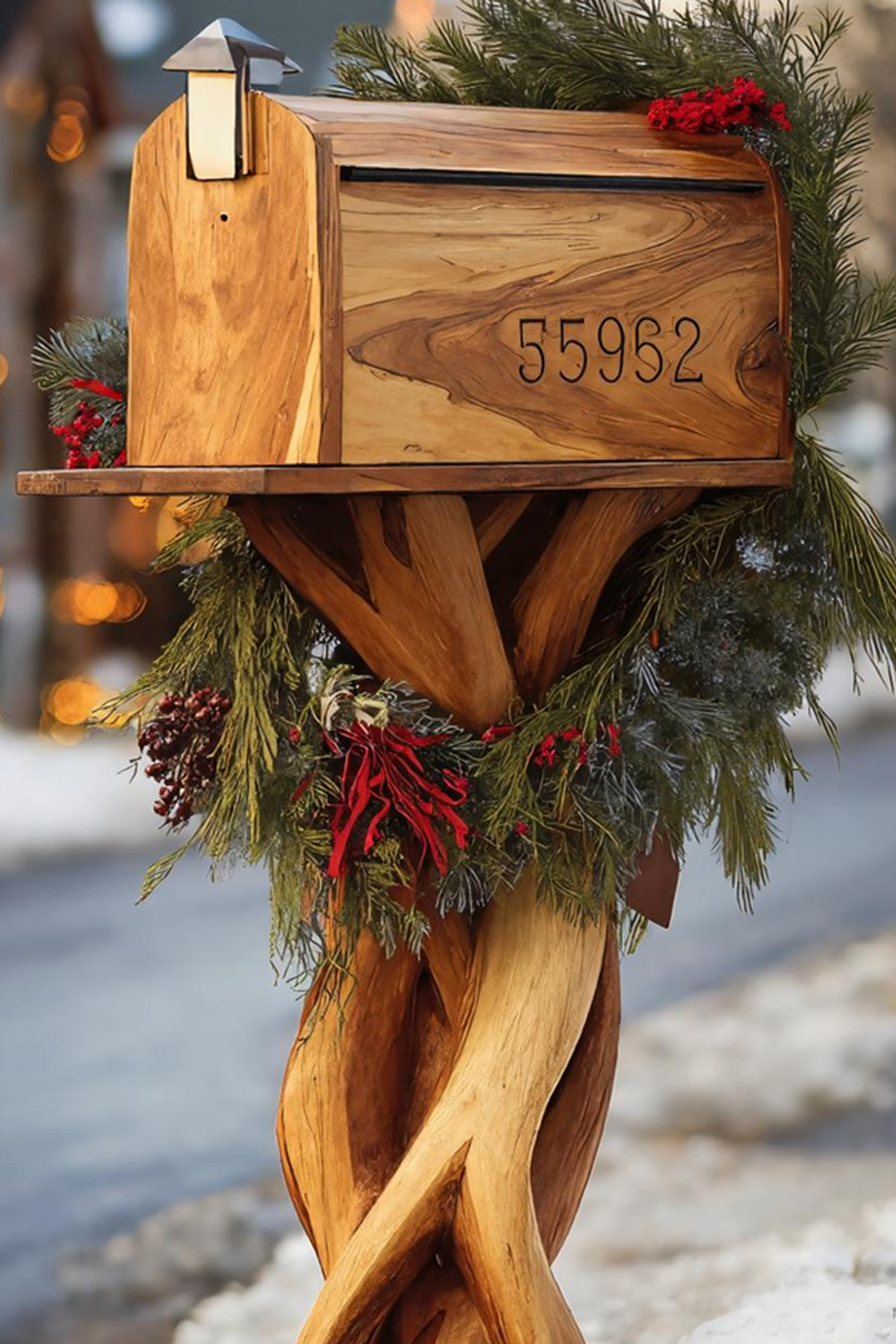 Handcrafted Wooden Sculpture Mailbox For Outdoor Furniture Design SILDTTRMB011