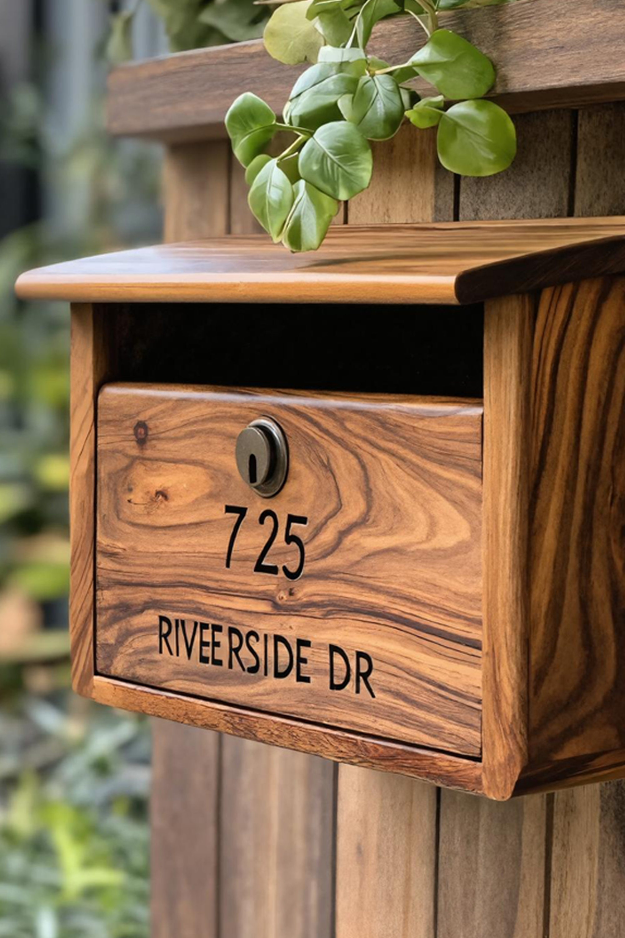 Mid Century Wooden Sculpture Mailbox For Outdoor Patio Furniture SILDTTRMB033