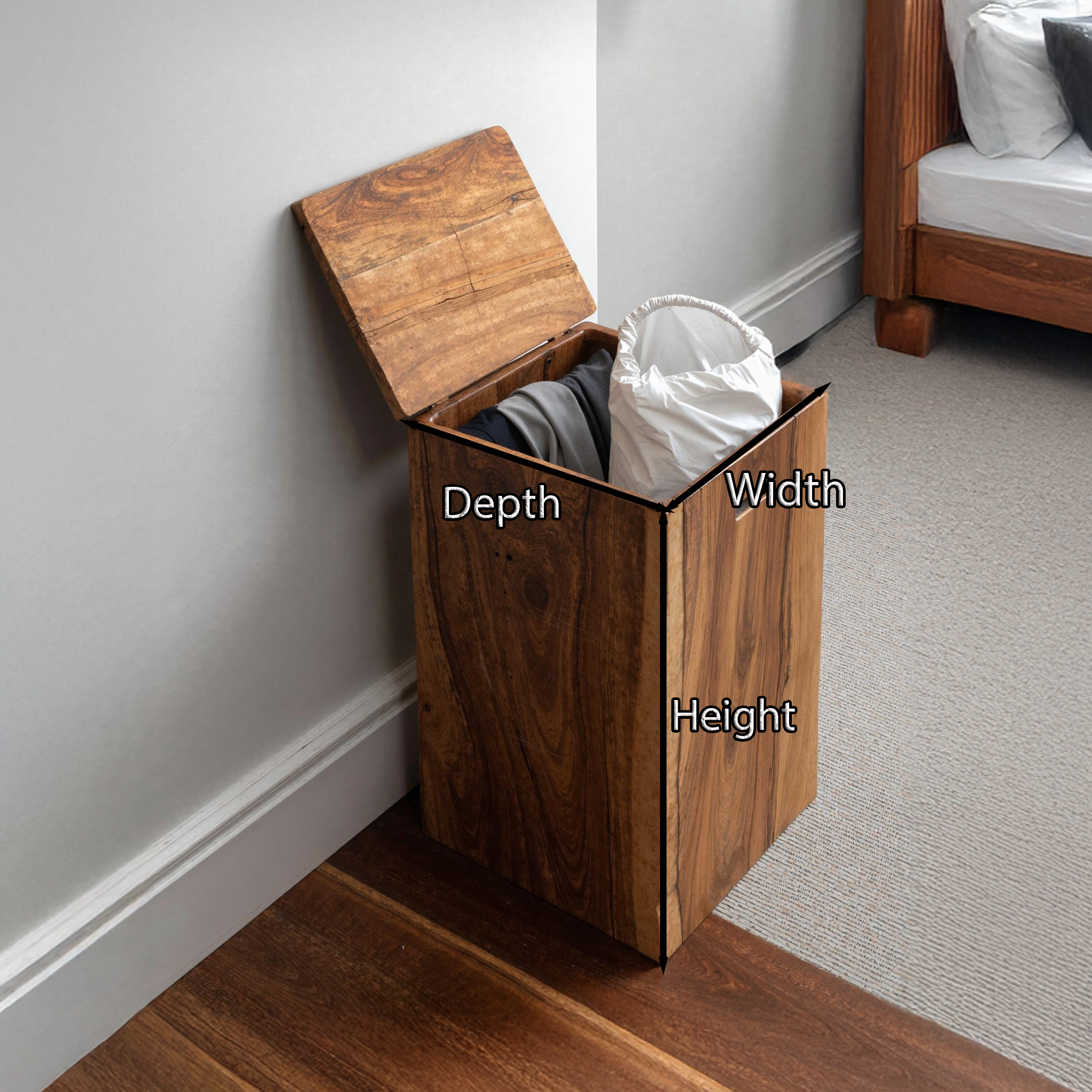 Vintage Wooden Storage Bin For Bedroom Furniture Organizer SILDTSBN012