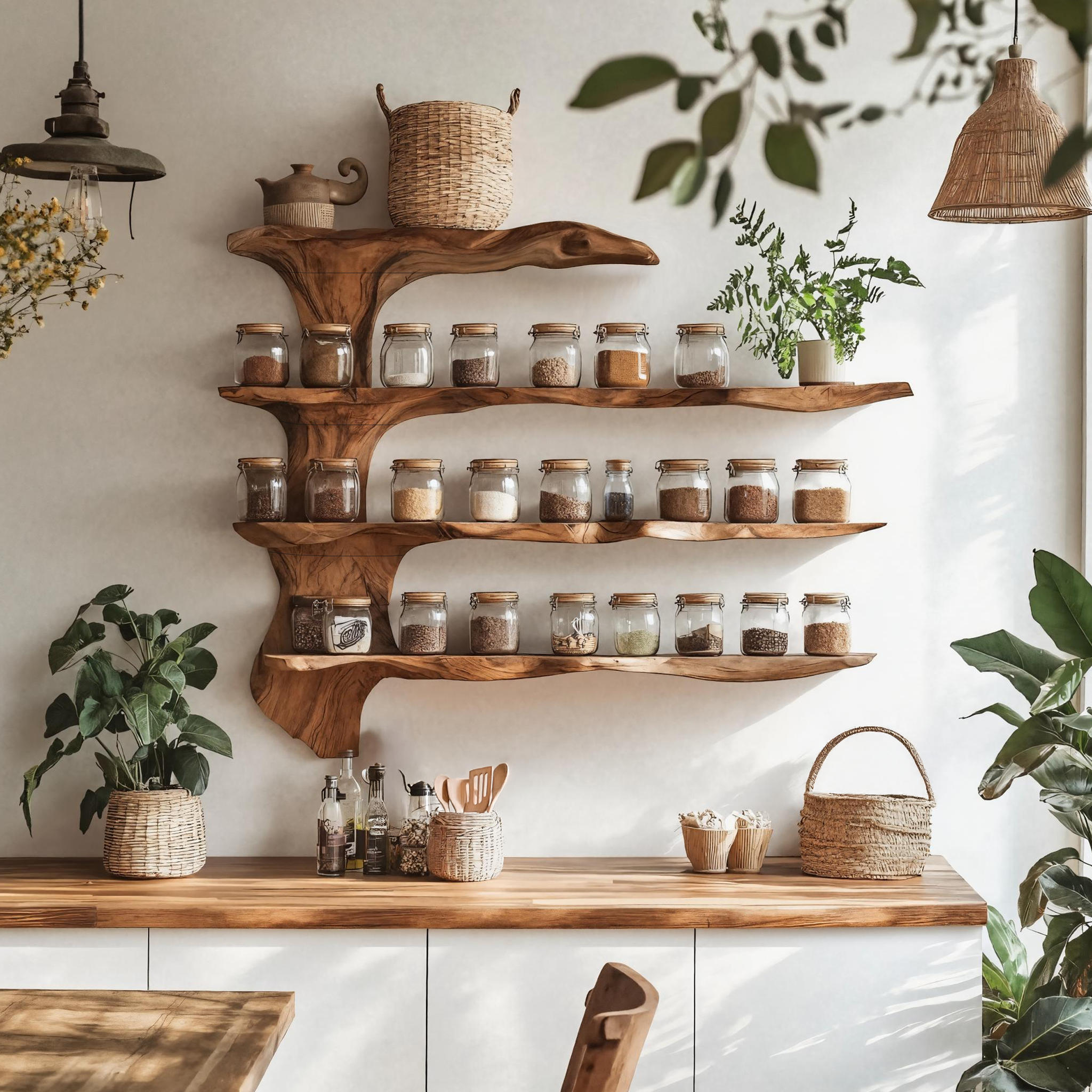 Mid Century Wooden Cabinet With Spice Rack For Kitchen SILDTTRSRS003