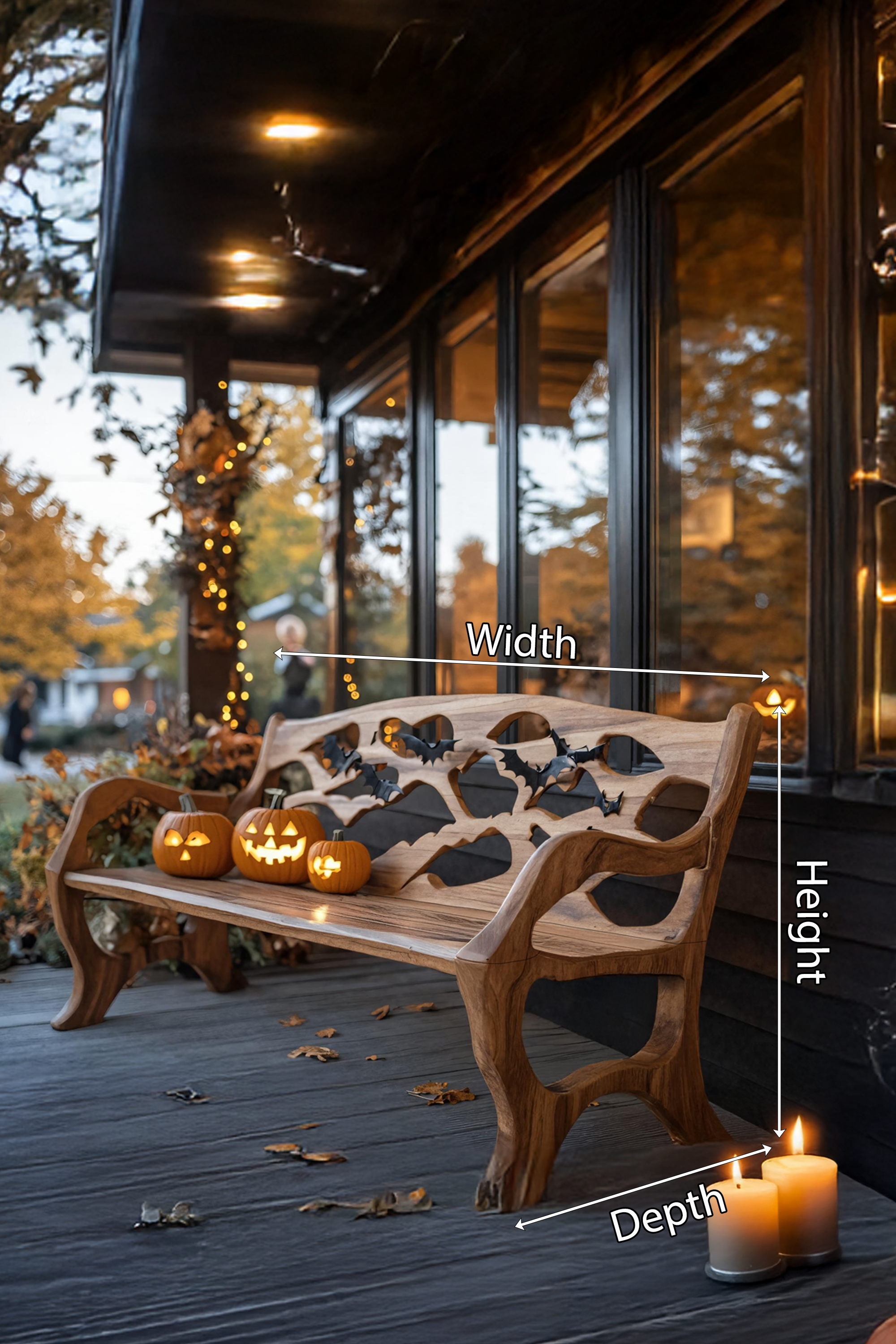 Rustic Solid Wood Halloween Bench For Outdoor Garden Design SILDTTNHOB031