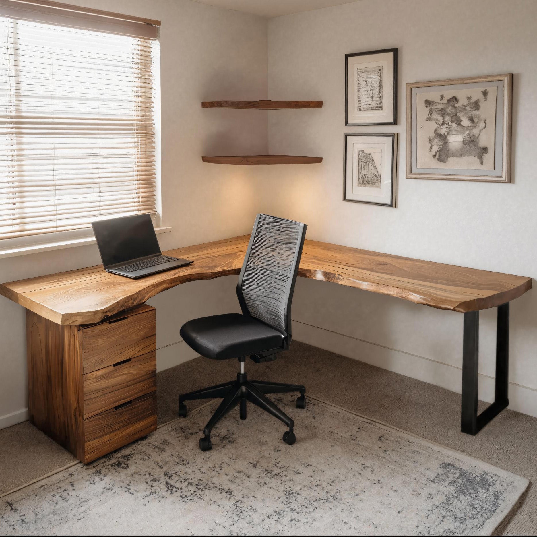 Modern L Shaped Desk With Drawer Storage For Workspace RTTHHNDE080