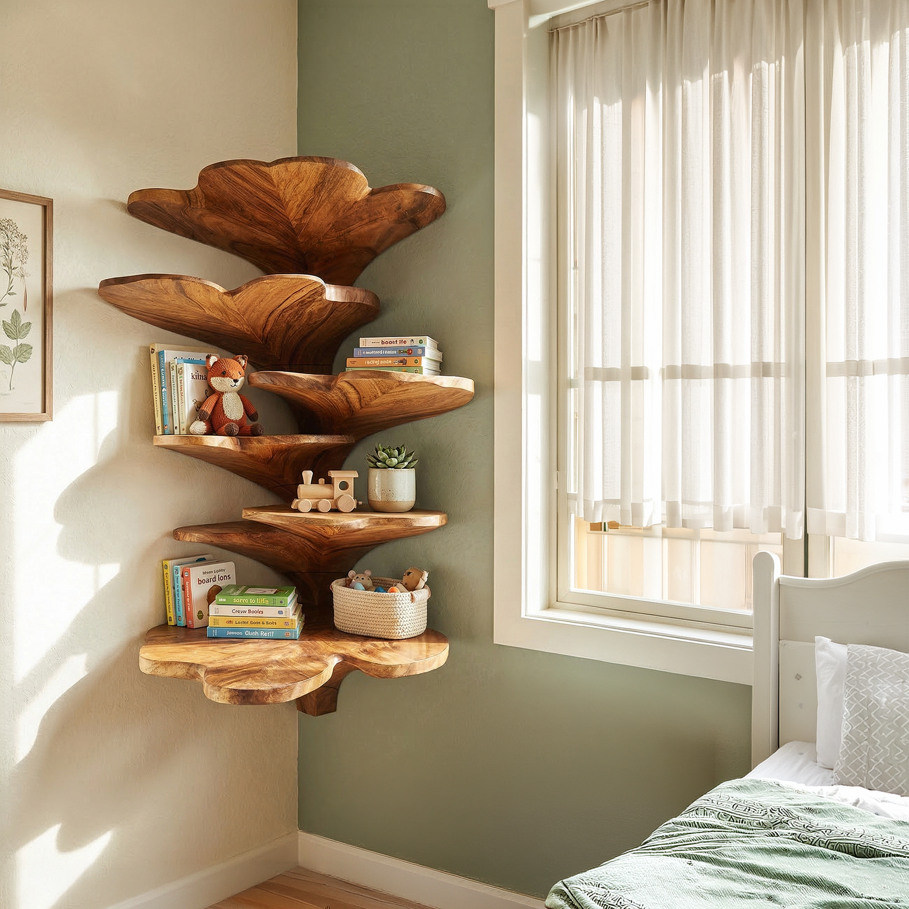 Boho Leaf Shape Corner Shelf Nursery Wall Decor Display SILDTTRCLS006