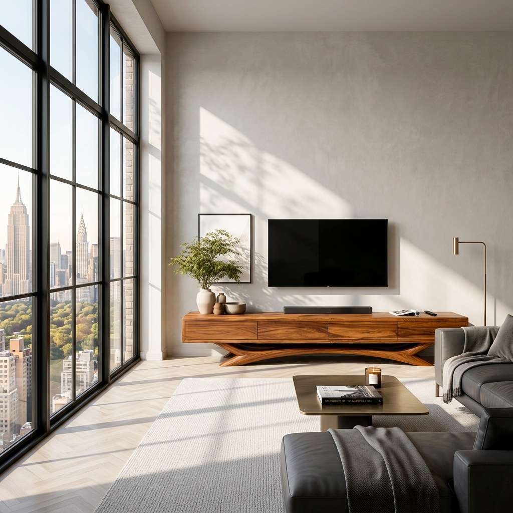 Modern TV Cabinet Curved Based Design For Living Room Furniture RTTHTTTVC053