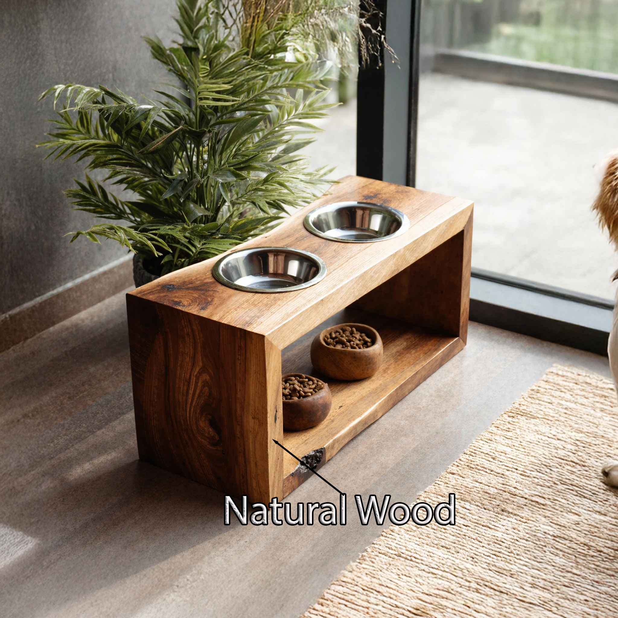 Handcrafted Pet Bowl Holder Pet Food Area SILDTDBS003