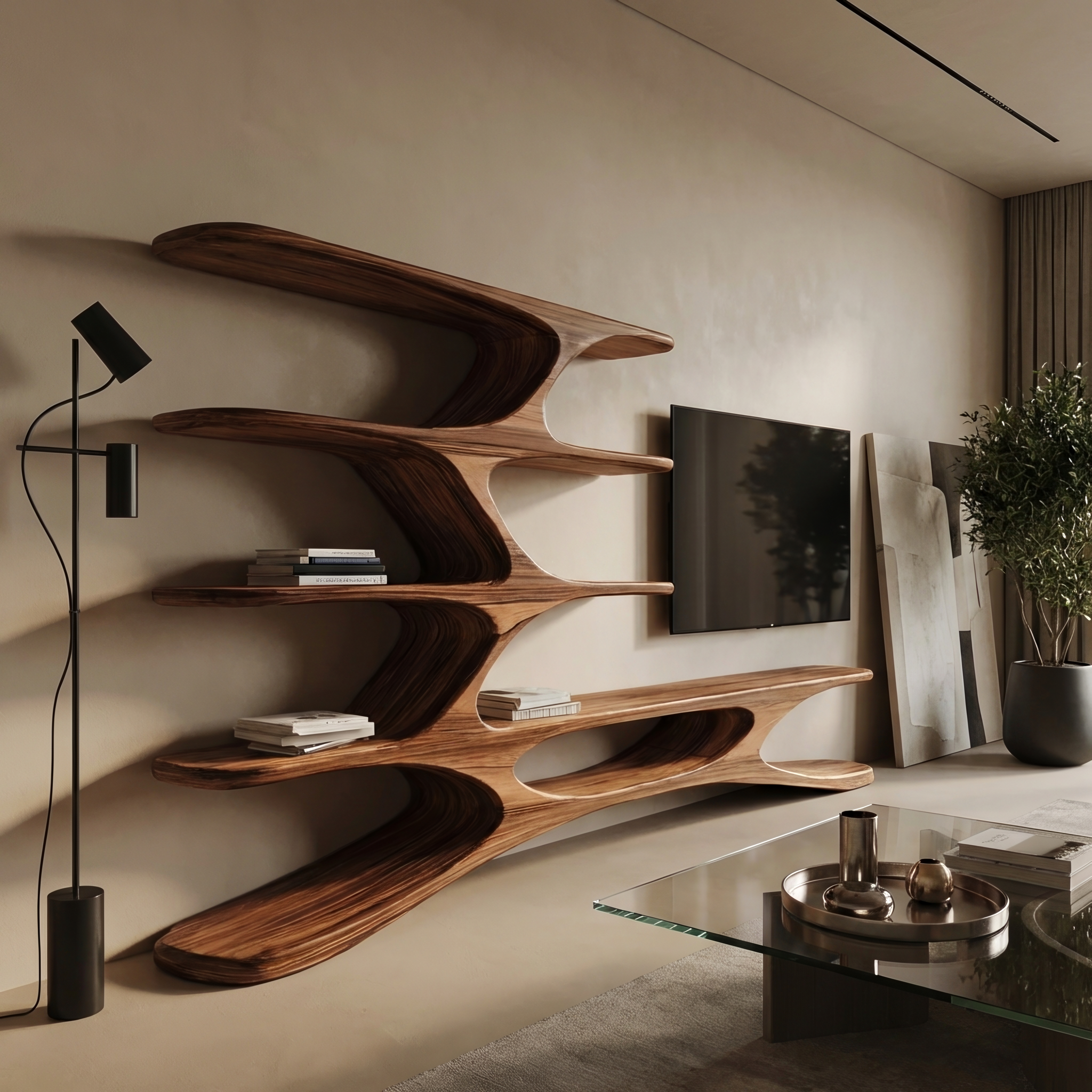 Organic TV Cabinet Branches Design For Contemporary Home Decor RTTHHNTVC068