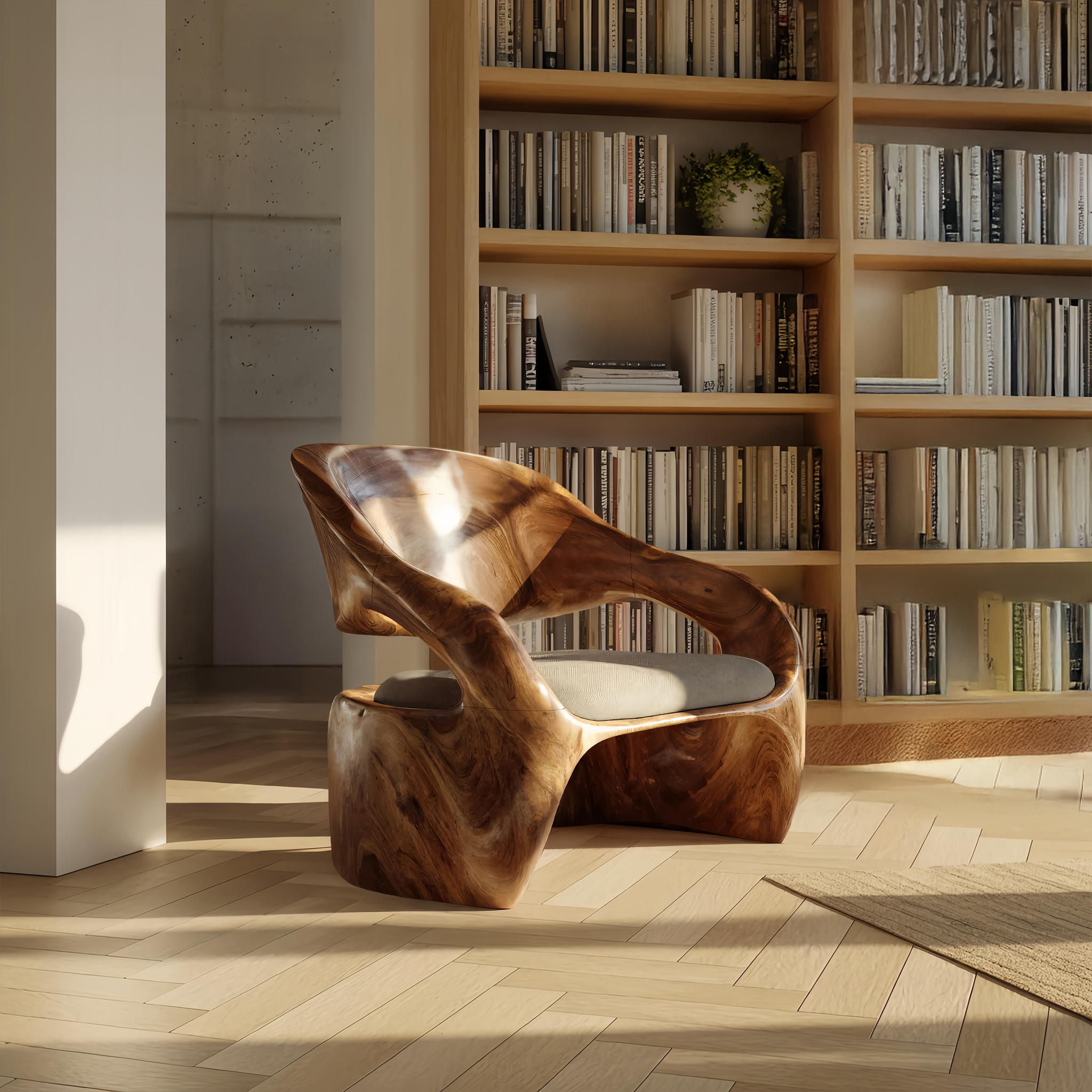 Organic Sculptural Lounge Chair For Living Or Bedroom RTTHHNCHR080