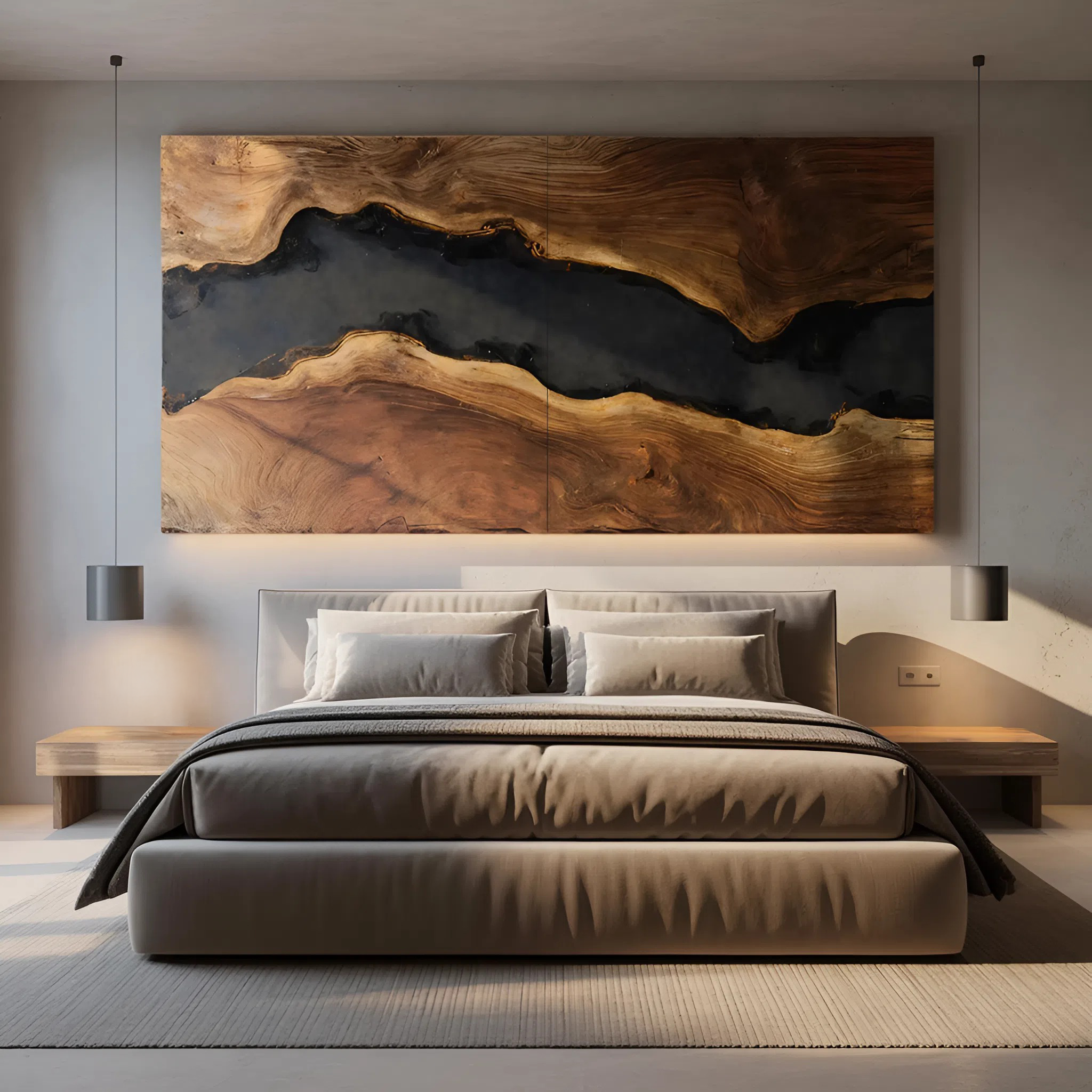 Modern Solid Wood Wall Sculpture For Bedroom Decor SILDTTRWA032