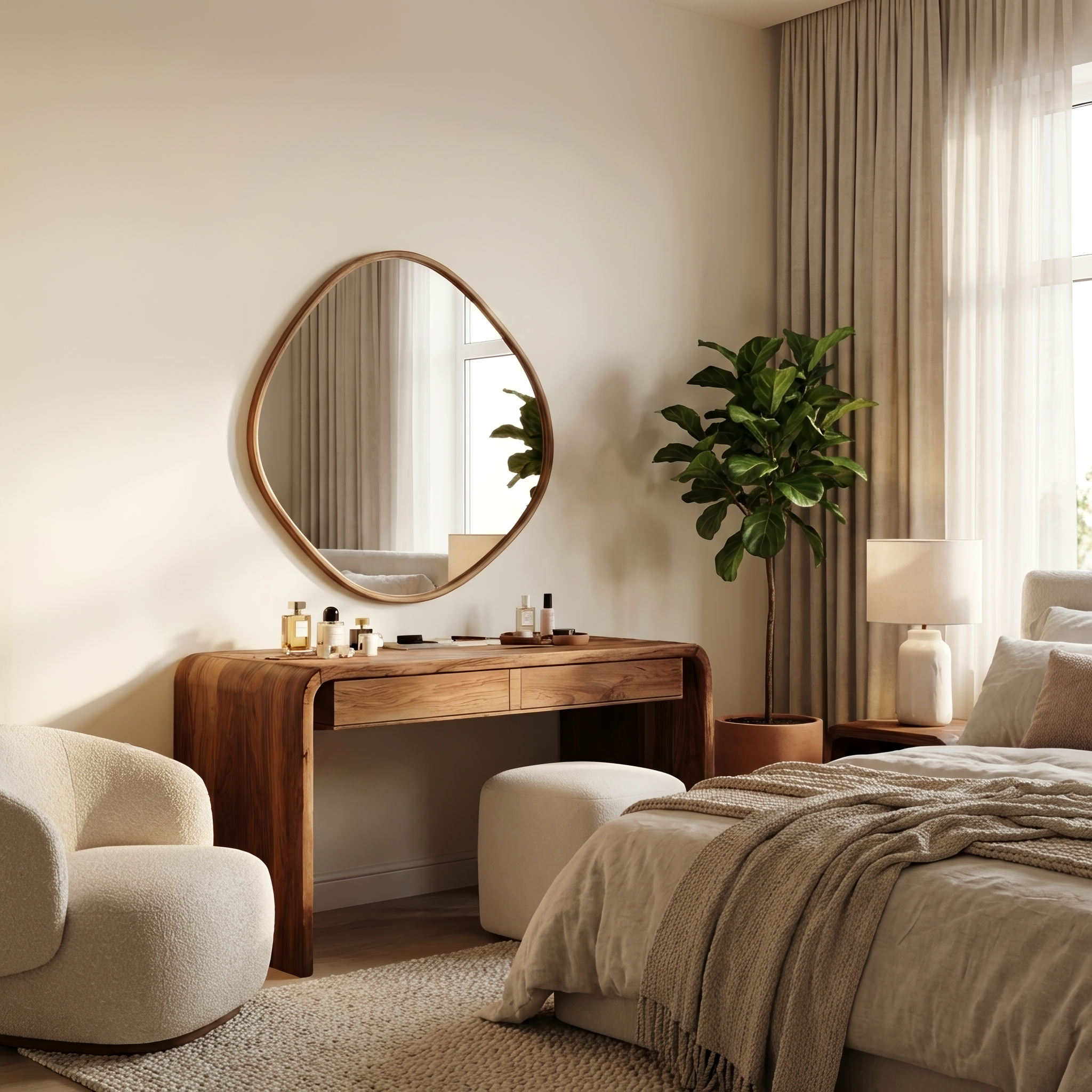 Modern Sculptural Vanity Table For Bedroom Interior RTTHHNVAN013