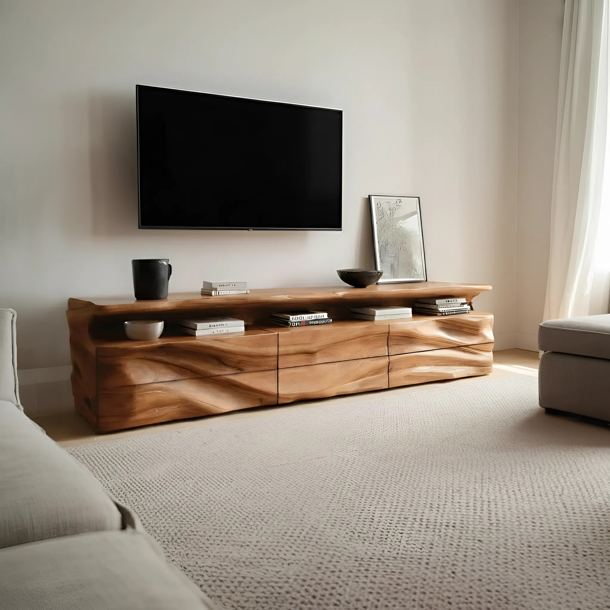Modern TV Console With Shelf And Drawers For Living Room SITHHNTVC020
