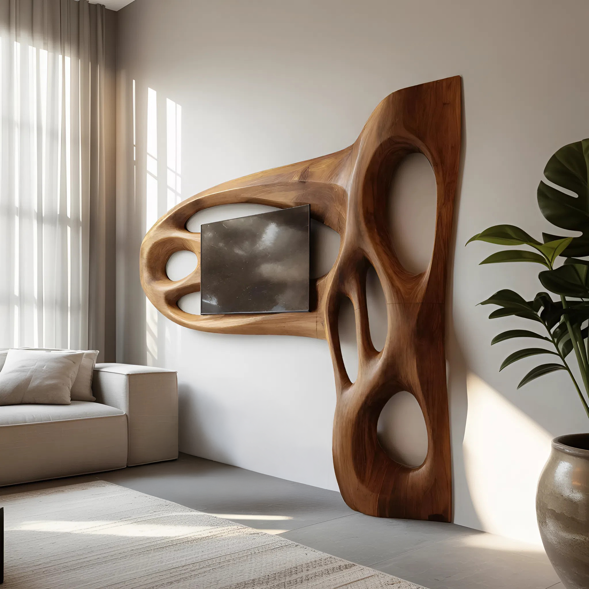 Contemporary Sculptural TV Frame For Living Room Decor SITHHNTVC039
