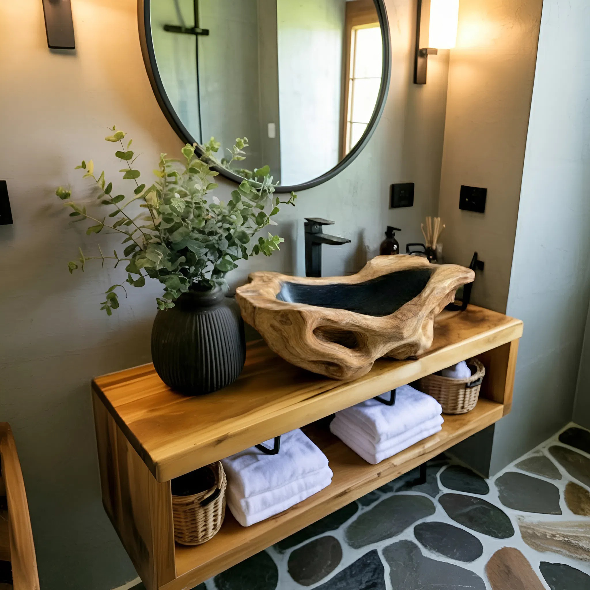 Rustic Wood Wash Basin For Vintage Bathroom SILDTTNVS021