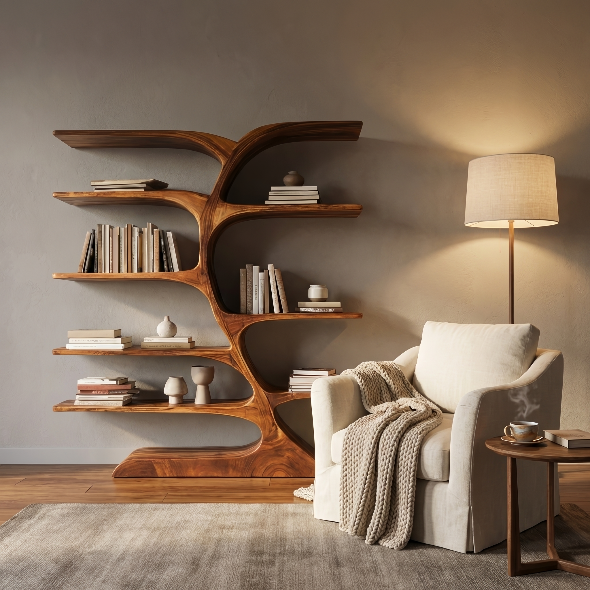 Organic Curved Bookshelf For Open Space RTTHTTBS051