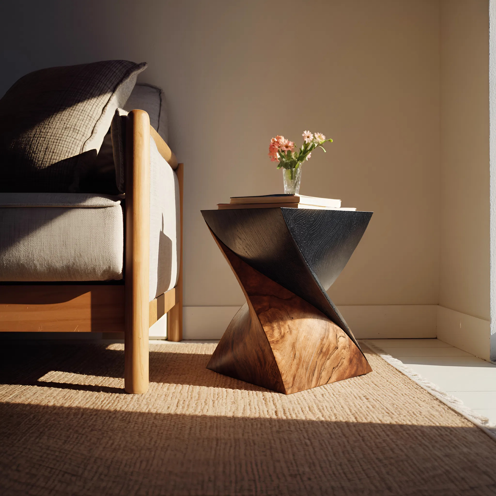 Handcrafted Wooden Side Table For Living Room Art Style SILDTTNSTA032