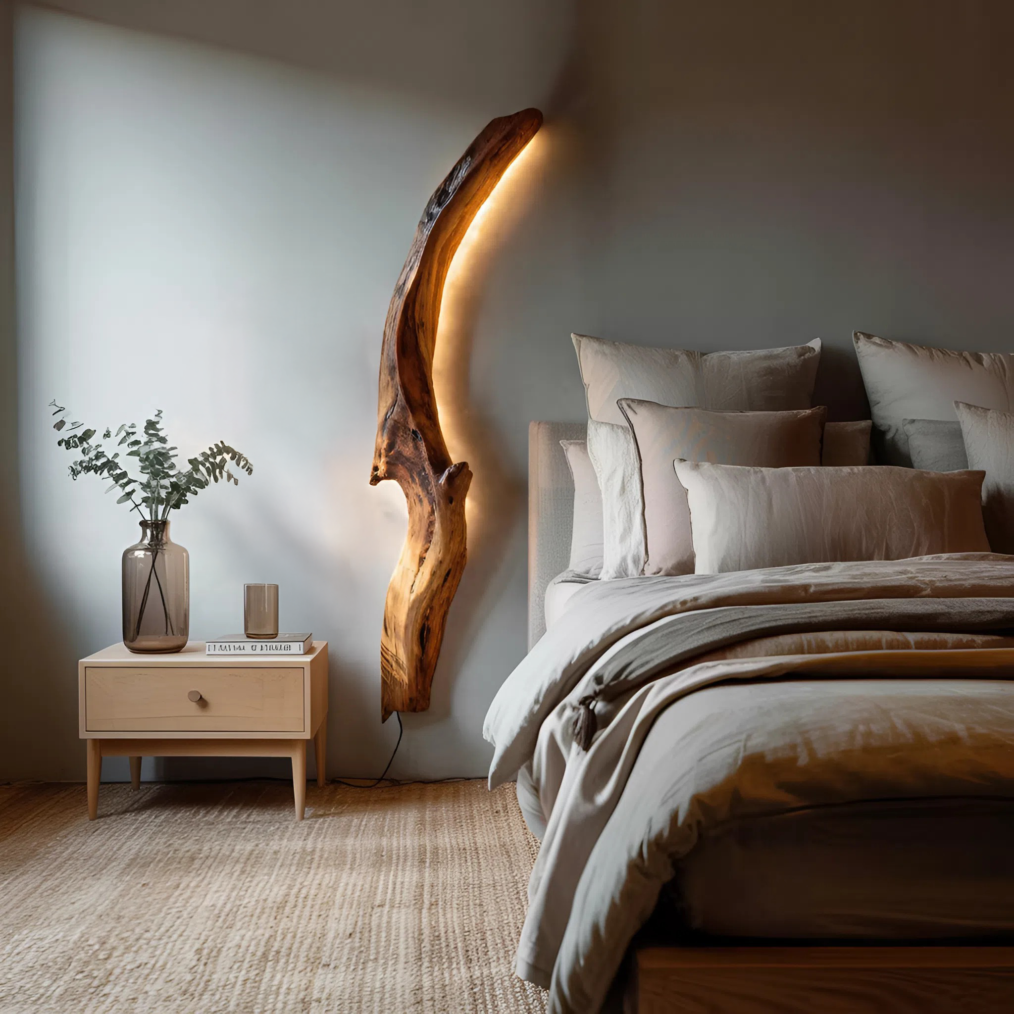 Organic Wall Sconce Curved For Bedroom Or Entryway Decor SITHTTLAM028