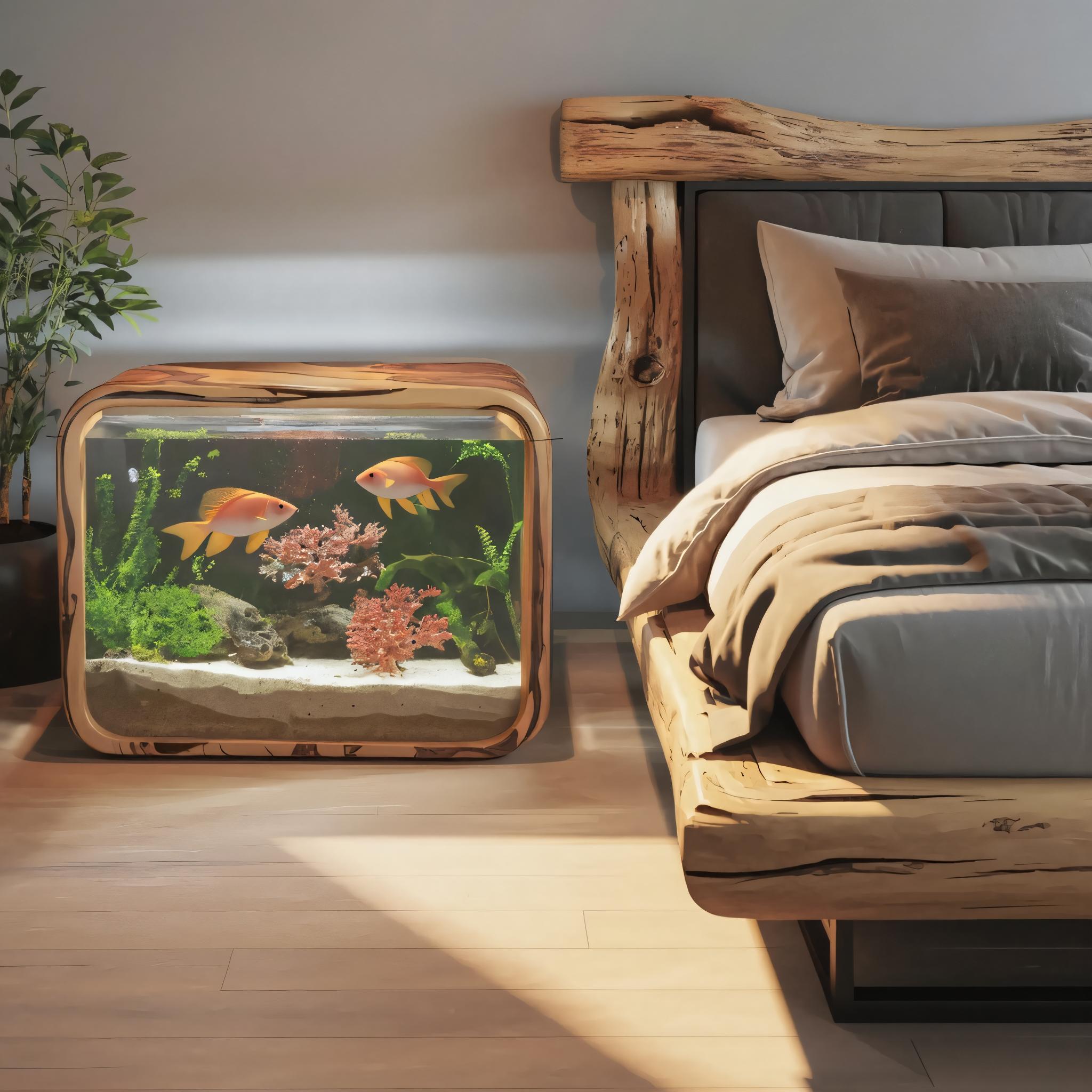 Modern Wooden Aquarium Frame For Bedroom And Living Room Display SITHTTTAM003