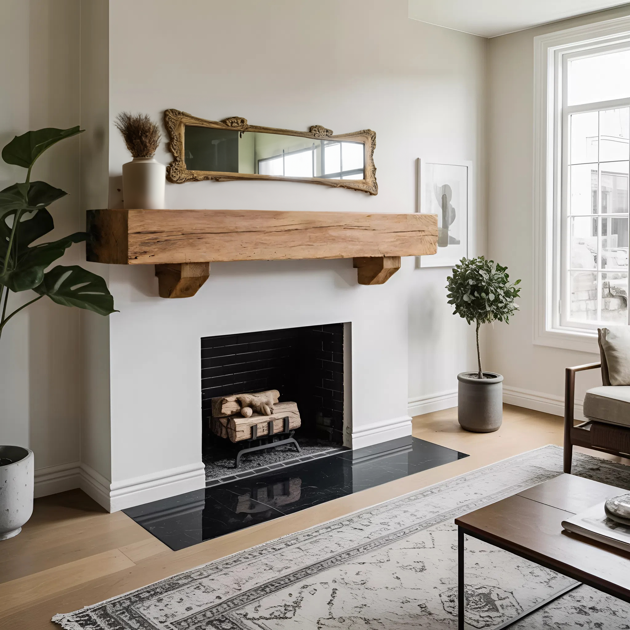 Rustic Fireplace Mantel Beam For Living Room SITHTTFS011