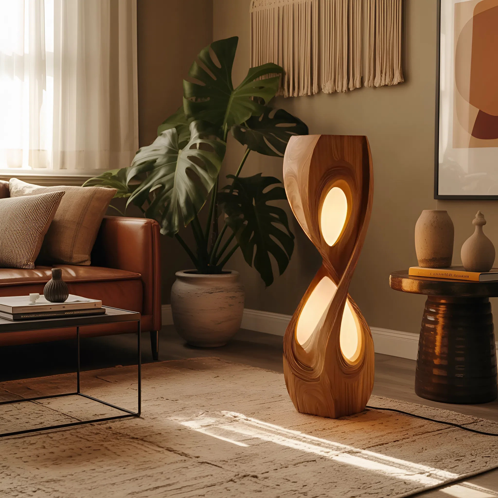 Organic Sculptural Twisted Floor Lamp For Bedroom SITHHNLAM029