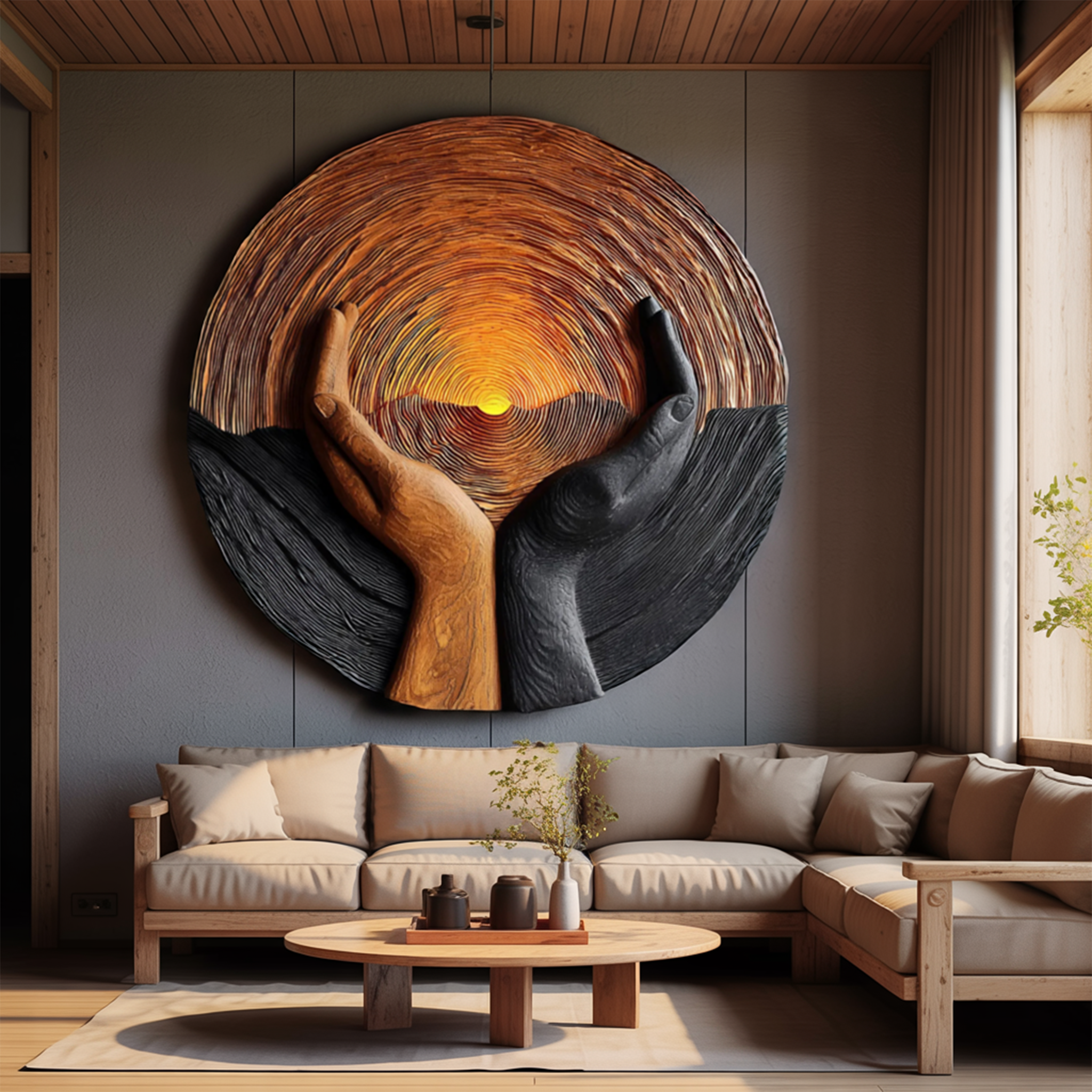 Handcrafted Wooden Wall Art Sculpture For Living Room Furniture SILDTTNWA020