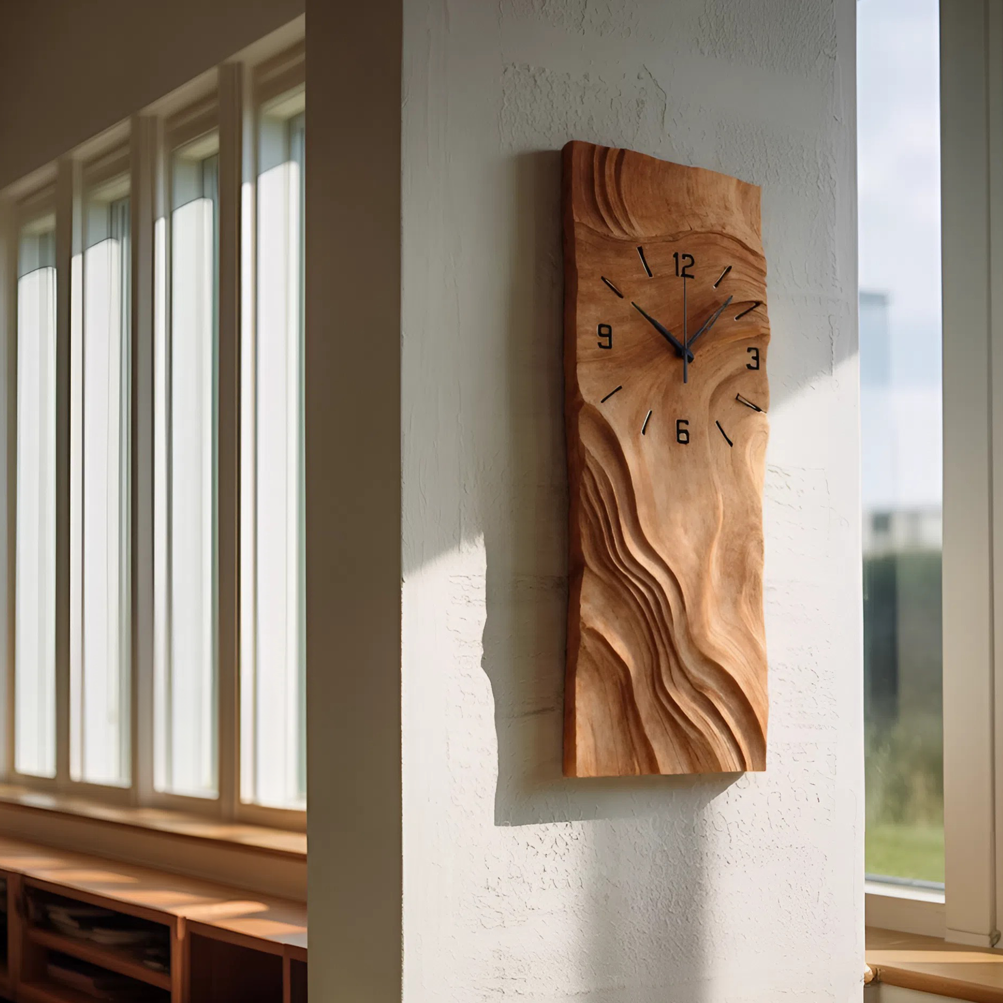 Organic Vertical Sculptural Wall Clock For Living Room SITHHNWAC006