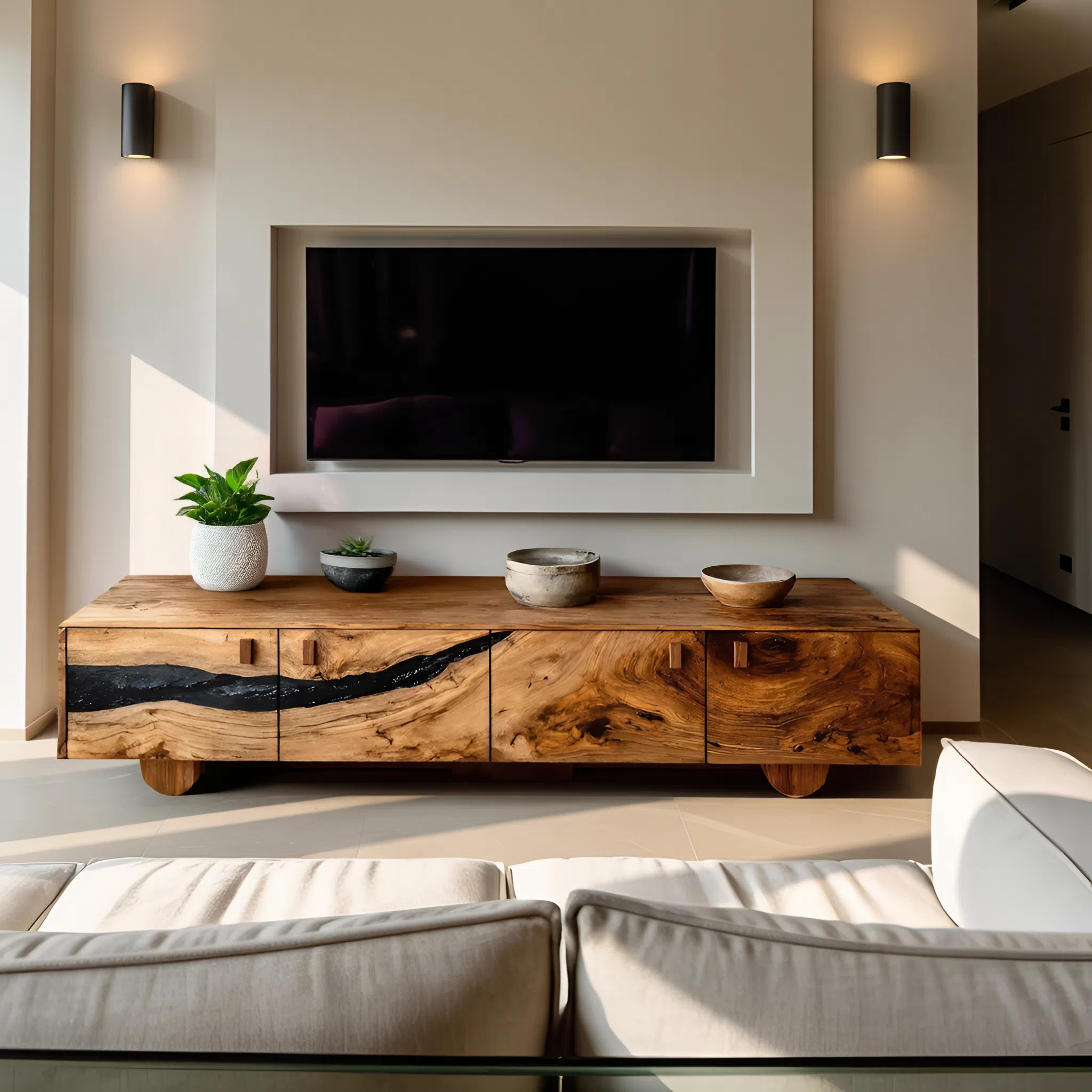 Farmhouse Live Edge TV Cabinet For Rustic Bedroom Decor SILDTTNTVC091