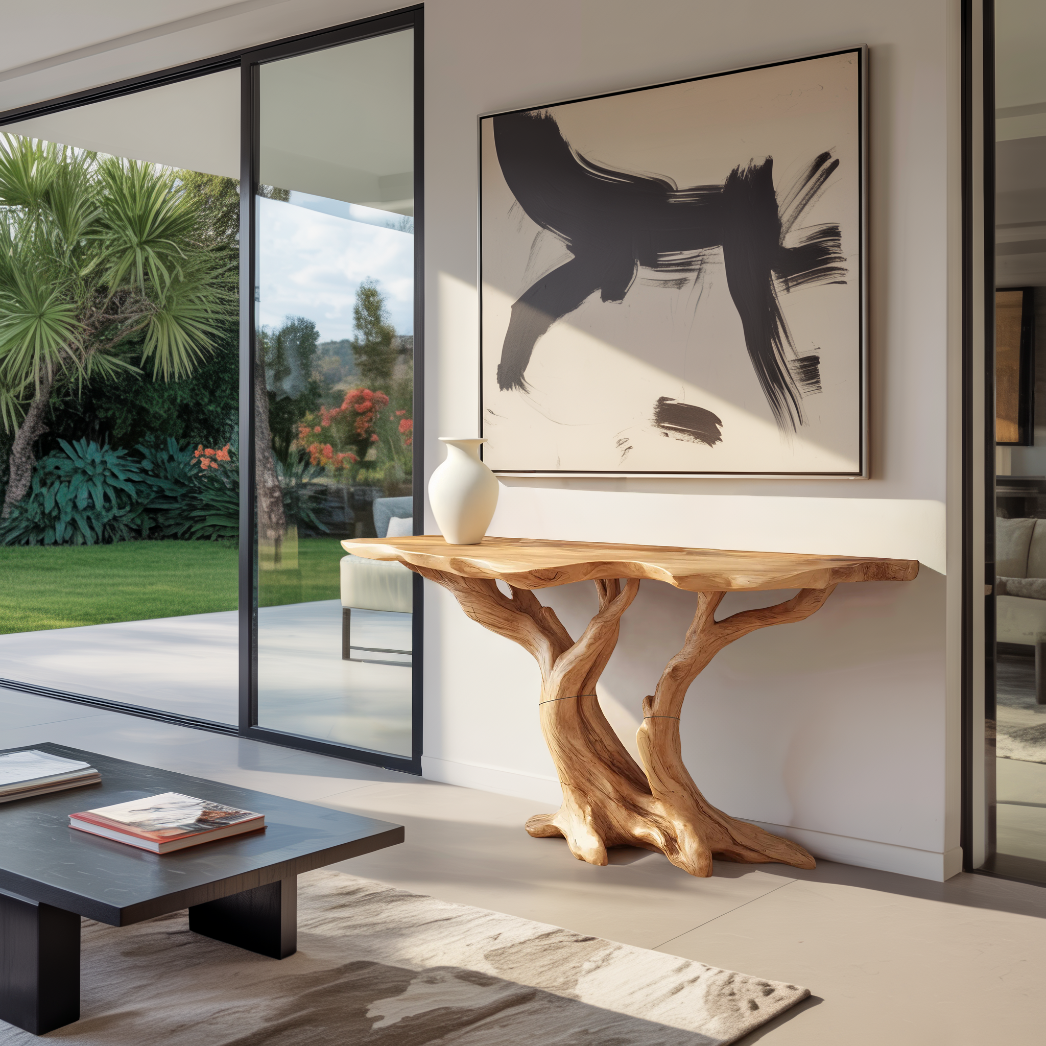 Modern Wooden Live Edge Console Table For Bedroom Decor SILDTTRCS043