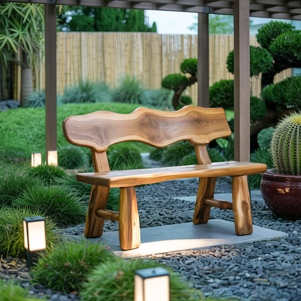 Rustic Wooden Garden Bench For Patio Courtyard And Backyard SITHTTCHR007