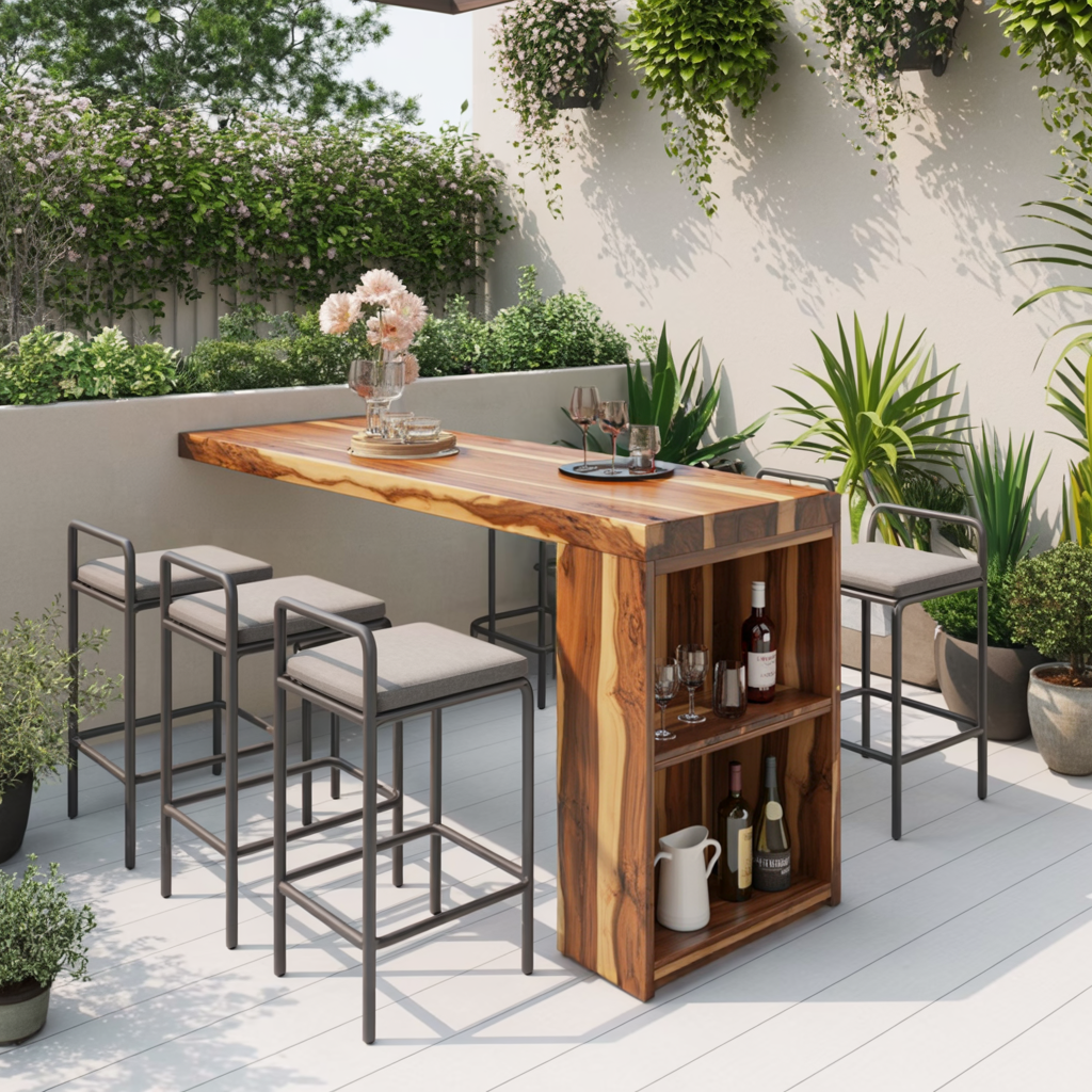 Tropical Live Edge Bar Table For Balcony Or Outdoor Patio SITHTTBTA002