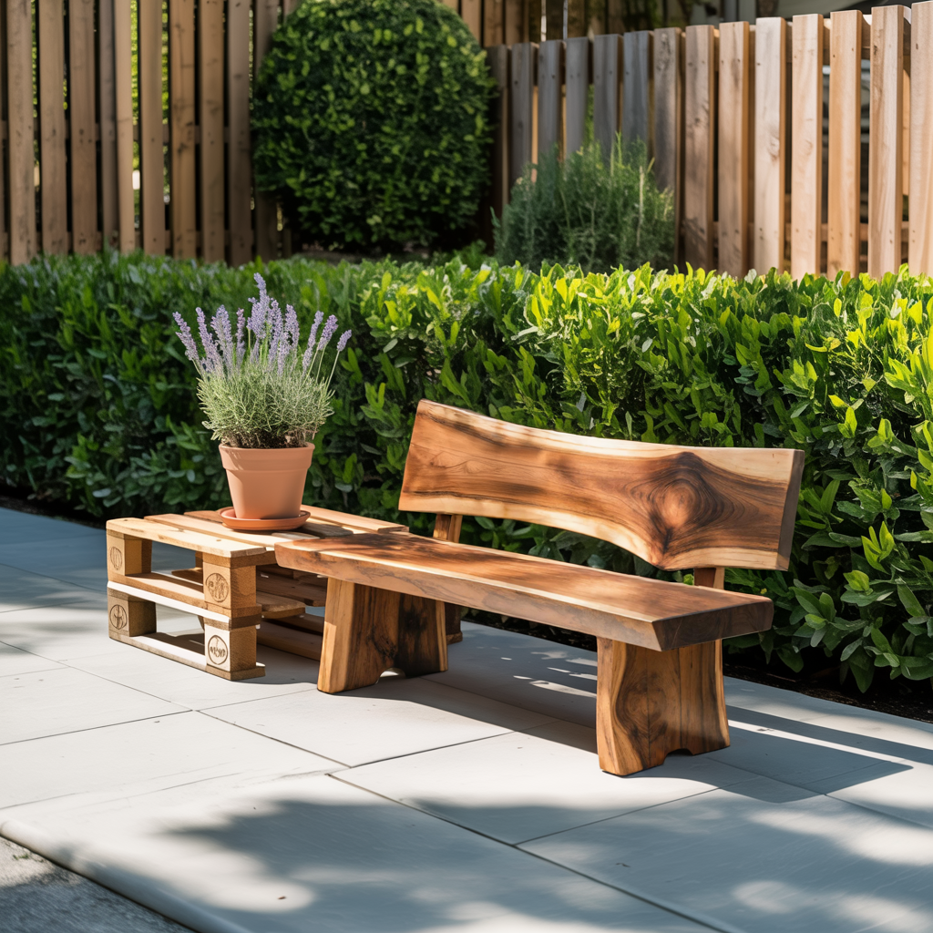 Contemporary Wood Bench With Sculpted Back For Patio Or Courtyard SITHTTCHR019