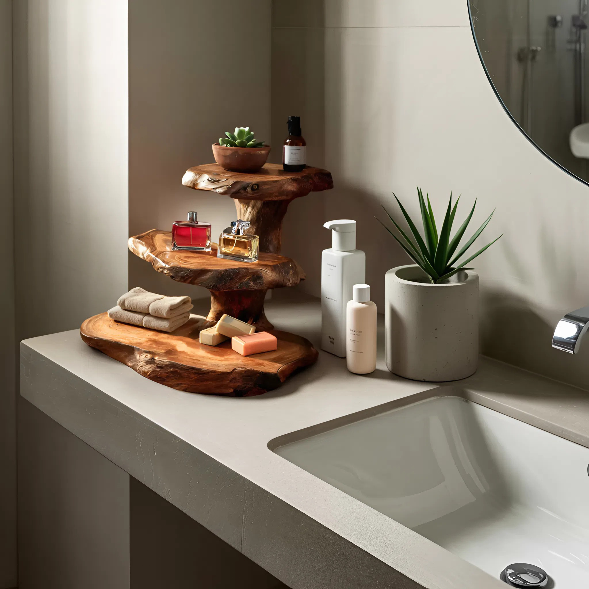 Rustic Bathroom Shelf Nature Inspired For Bathroom SITHTTBAS024