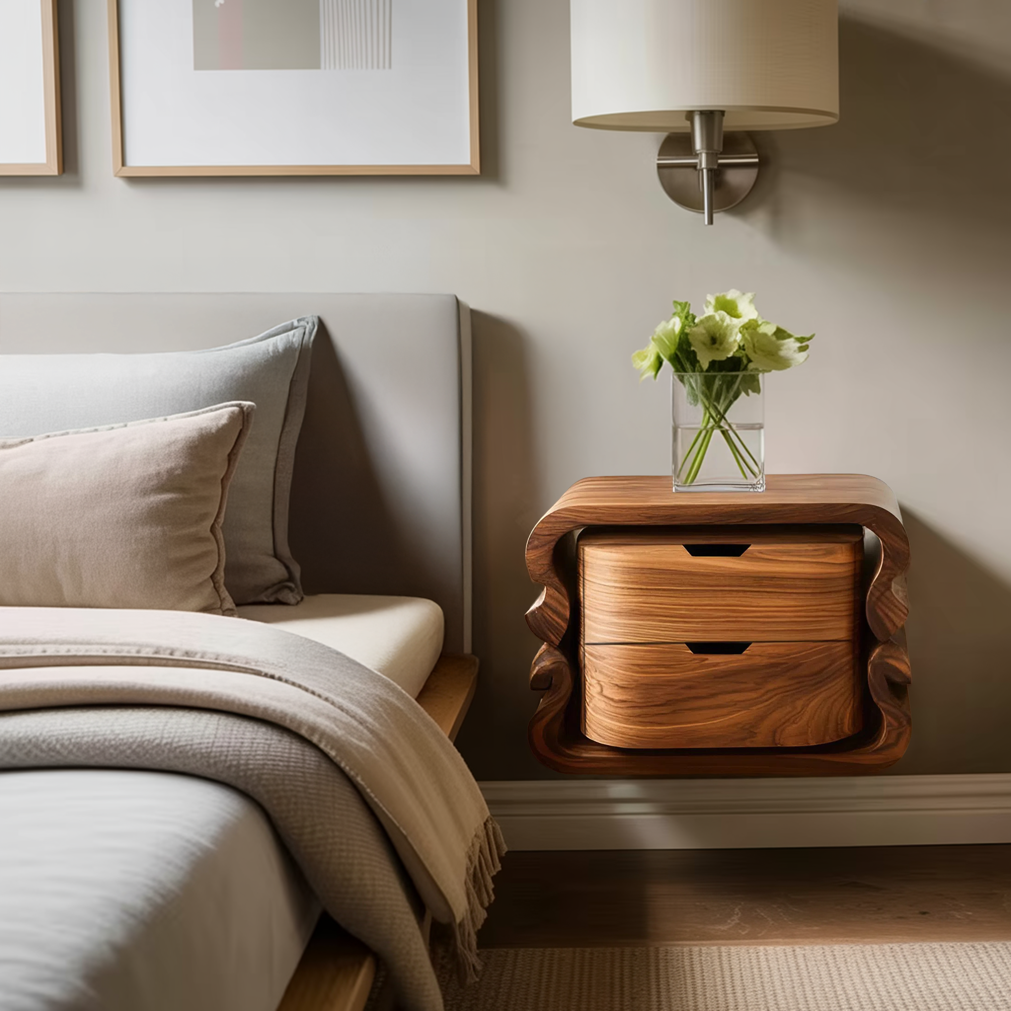 Sculptural Floating Nightstand For Modern Bedroom RTTHHNNS009