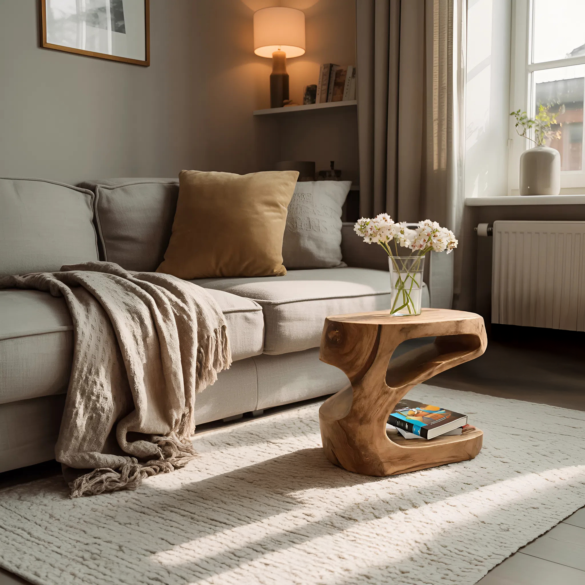 Artistic Side Table With Storage Shelf For Living Room SITHHNSTA015