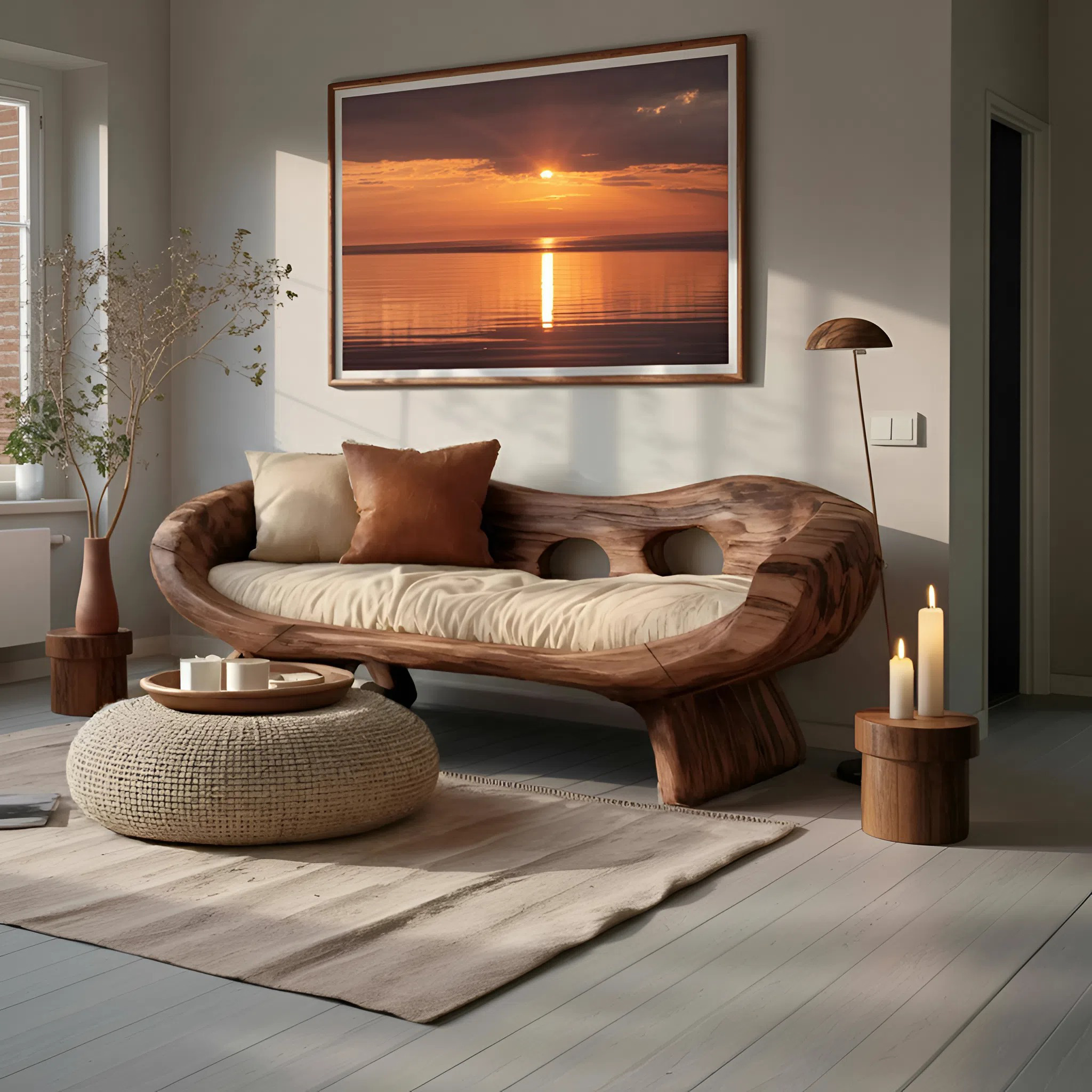 Artistic Sculptural Sofa With Curved Design For Living Room SITHTTSF023