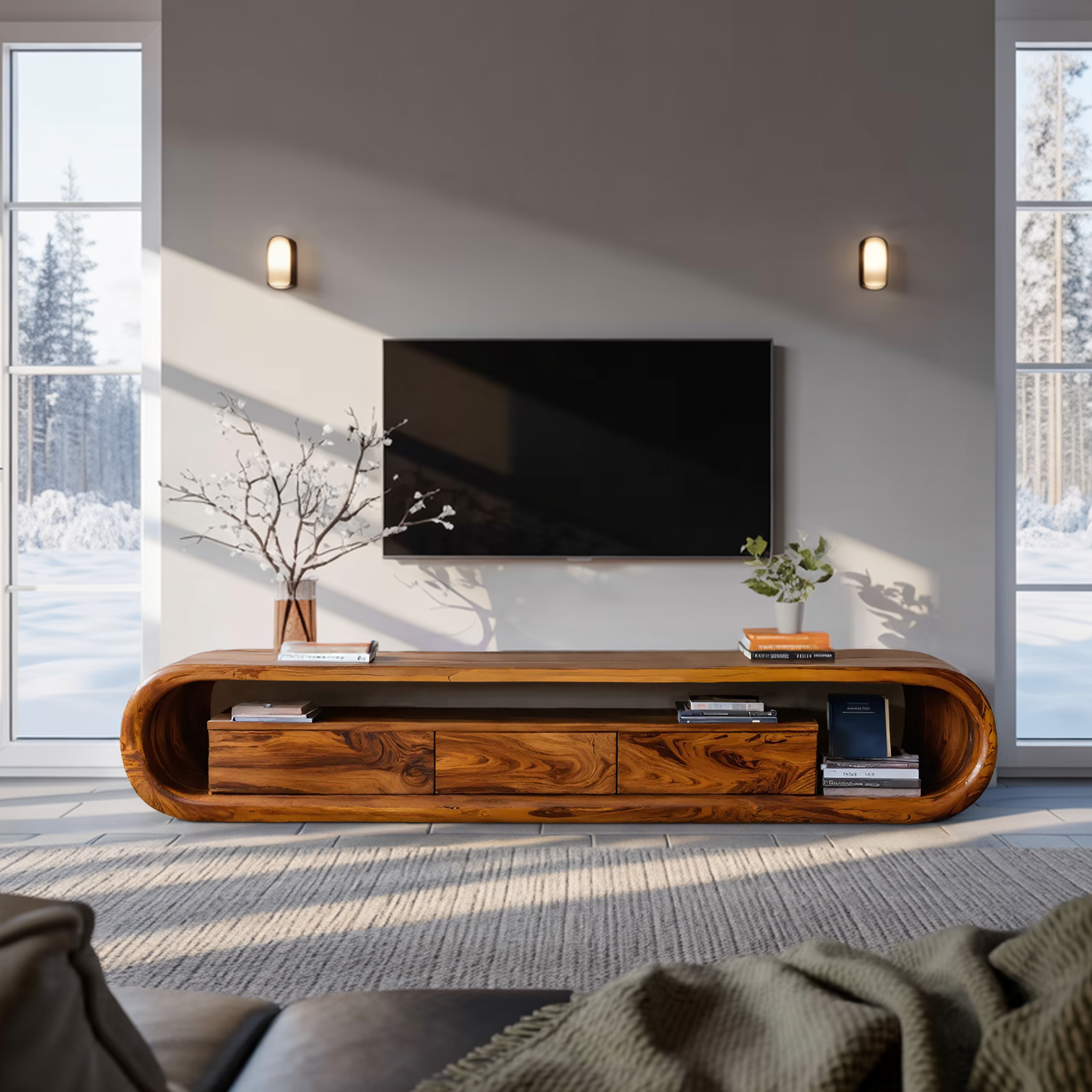 Luxury TV Cabinet With Built In Drawer Storage For Living RTTHTTTVC065