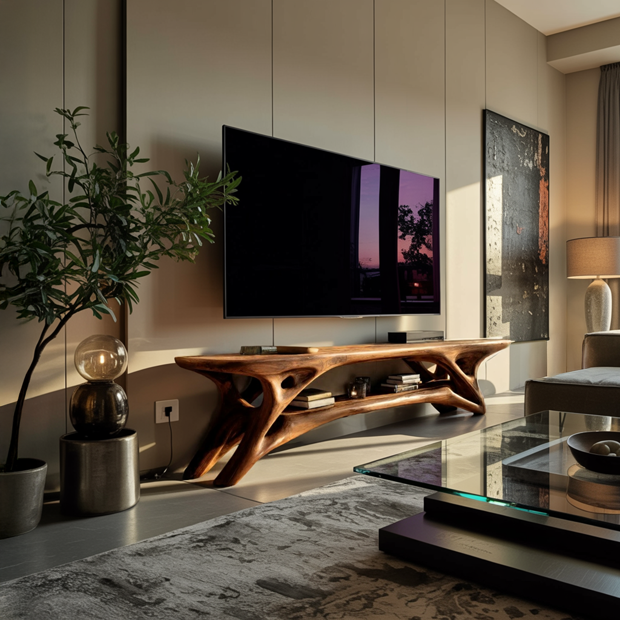 Elegant Curved  TV Cabinet For Contemporary Home Decor RTTHTTTVC061