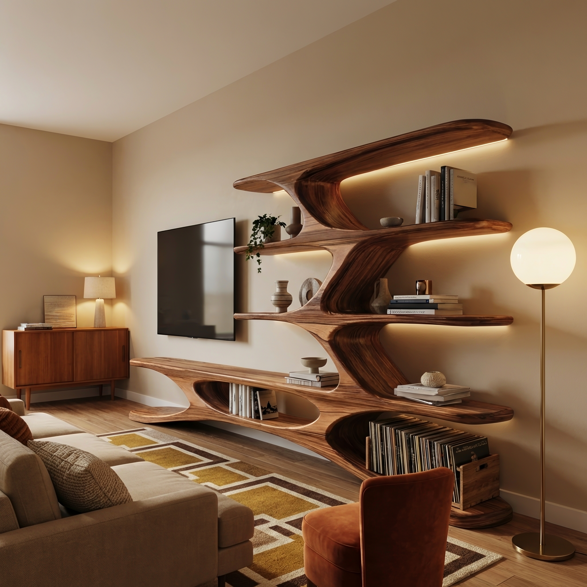 Organic TV Cabinet Branches Design For Contemporary Home Decor RTTHHNTVC068