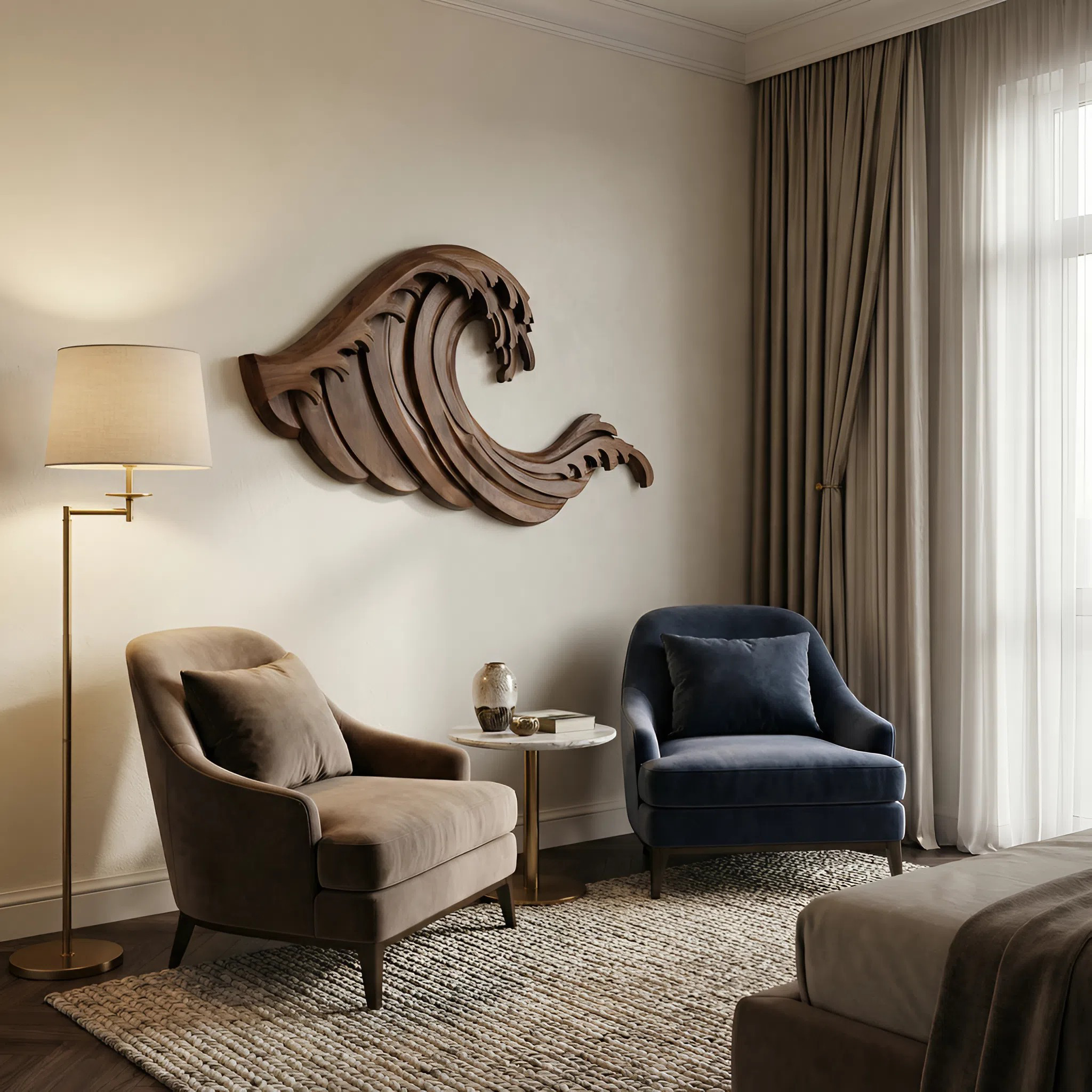 Organic Wave Wall Art Coastal Inspired Art For Living RTTHHNWA084