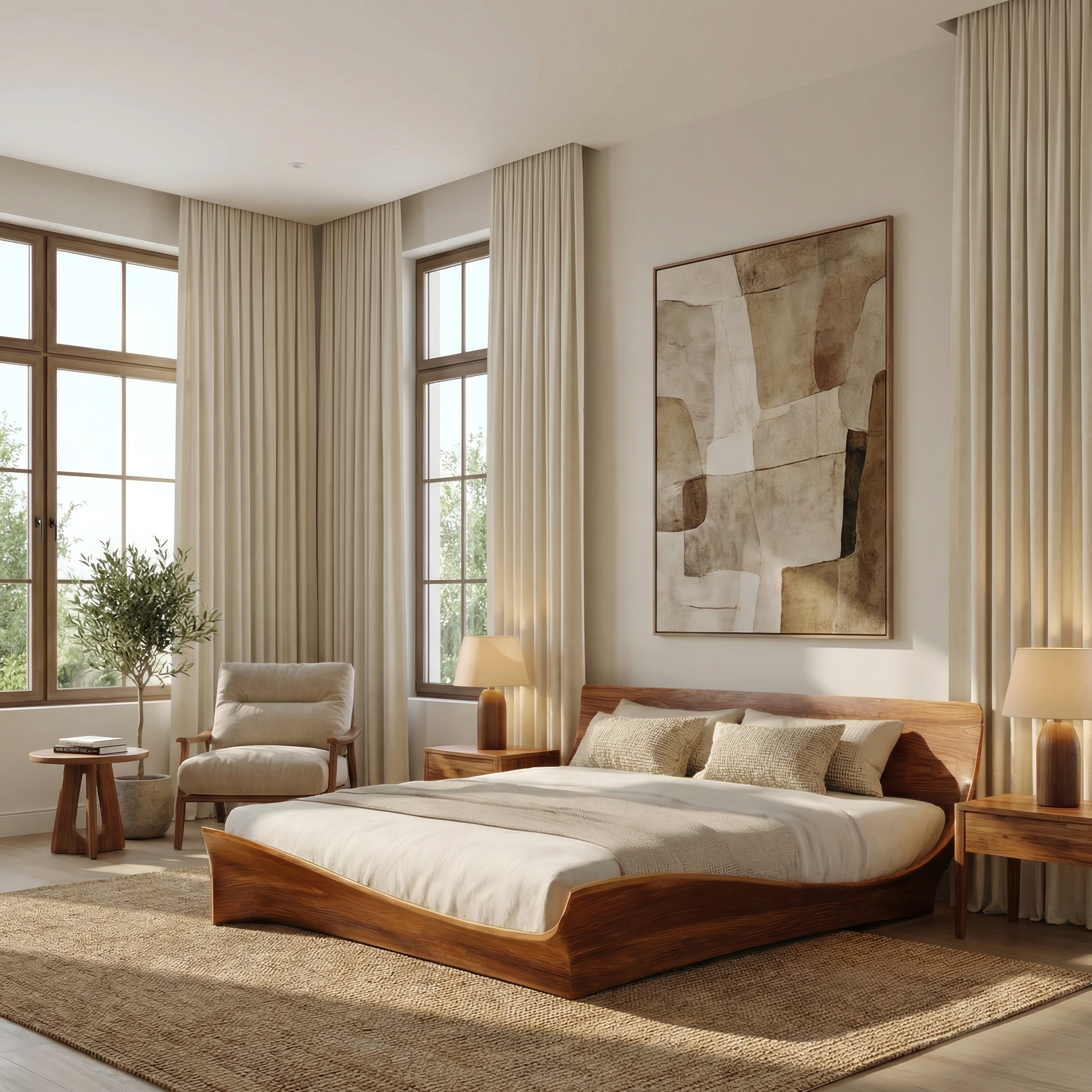 Handcrafted Bed Frame And Headboard For Modern Bedroom RTTHHNWO004