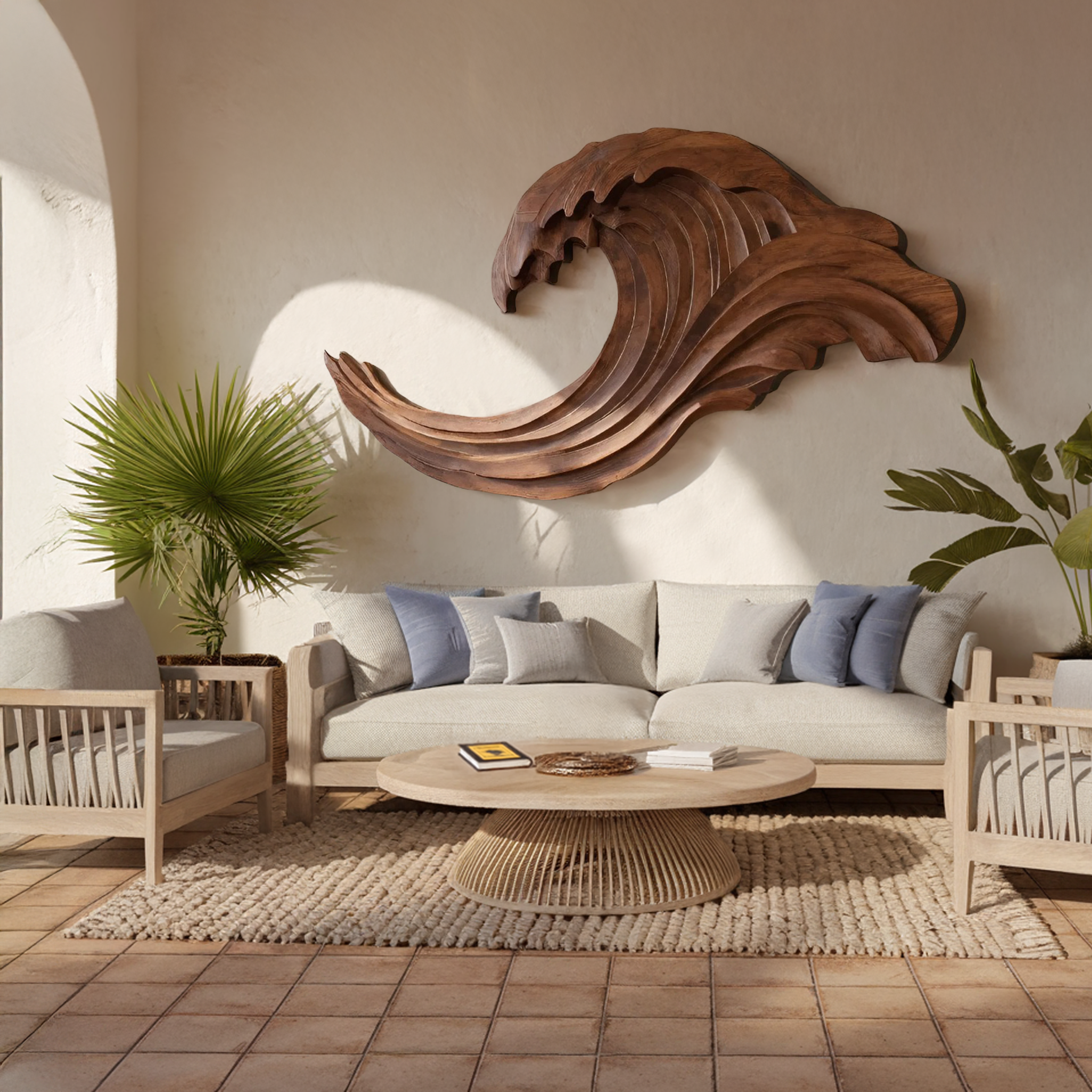 Abstract Ocean Wave Wall Sculpture For Living Room RTTHHNWA086