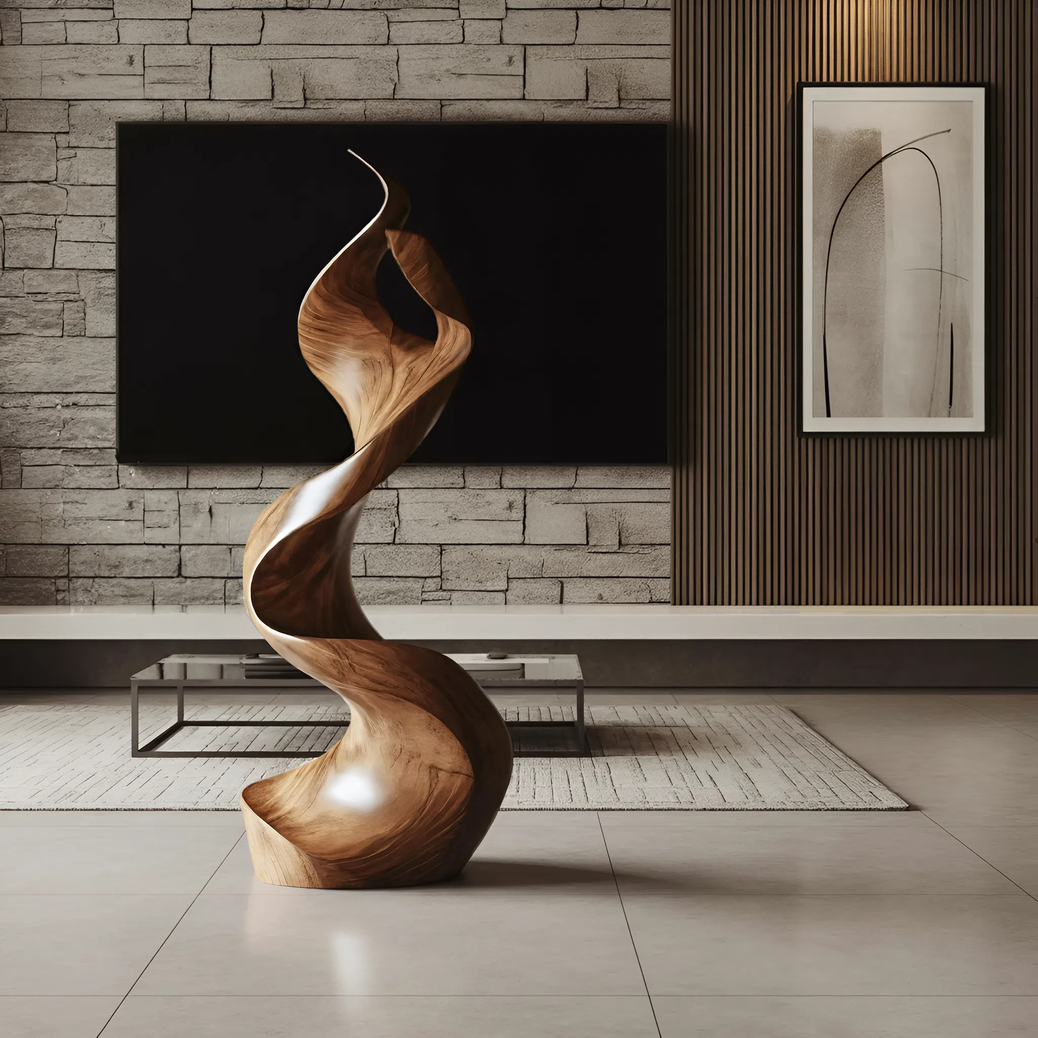Rustic Large Wooden Sculpture For Furniture Art Feature SILDTTRAS009