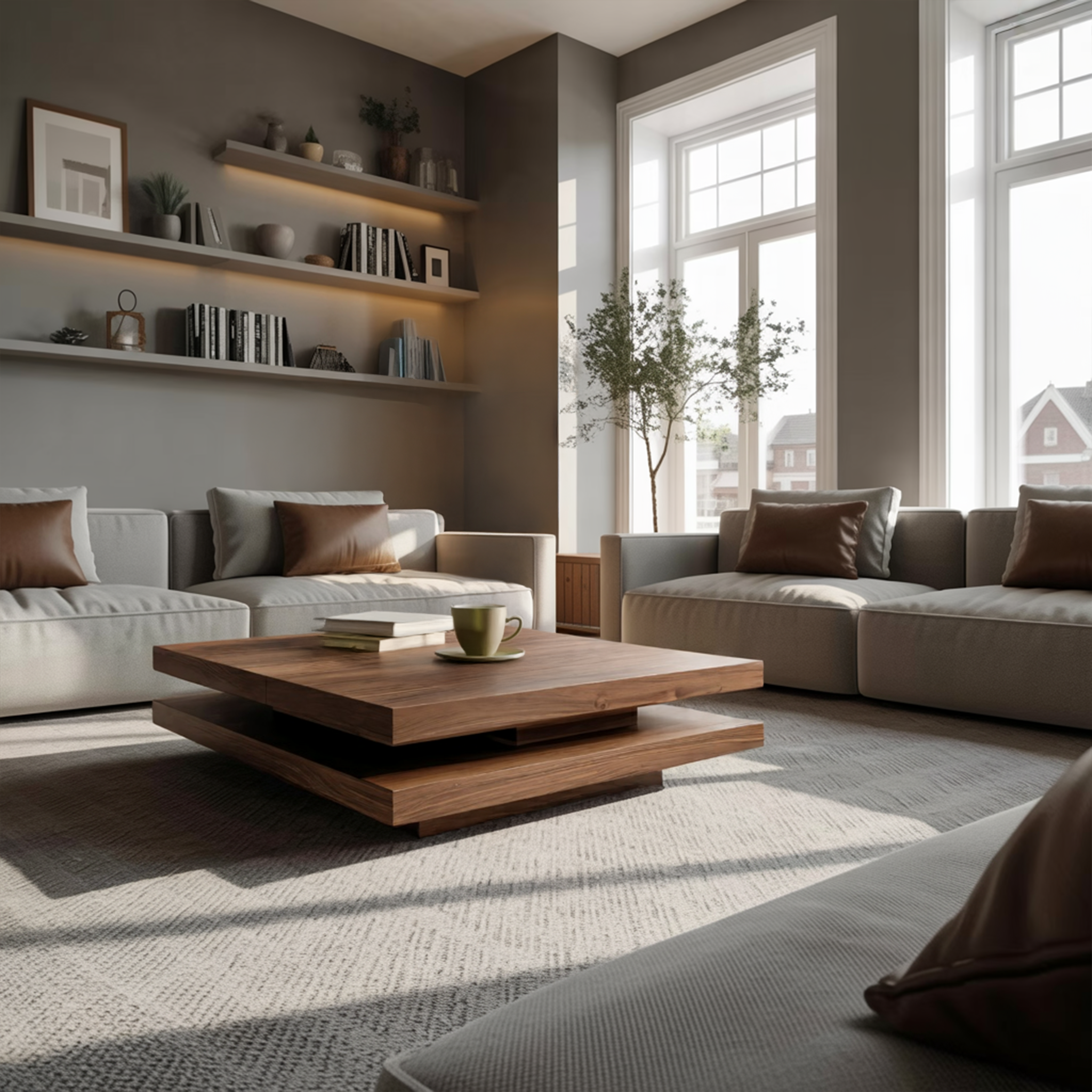 Modern Rustic Wooden Live Edge Coffee Table For Living Room SILDTTRCF045
