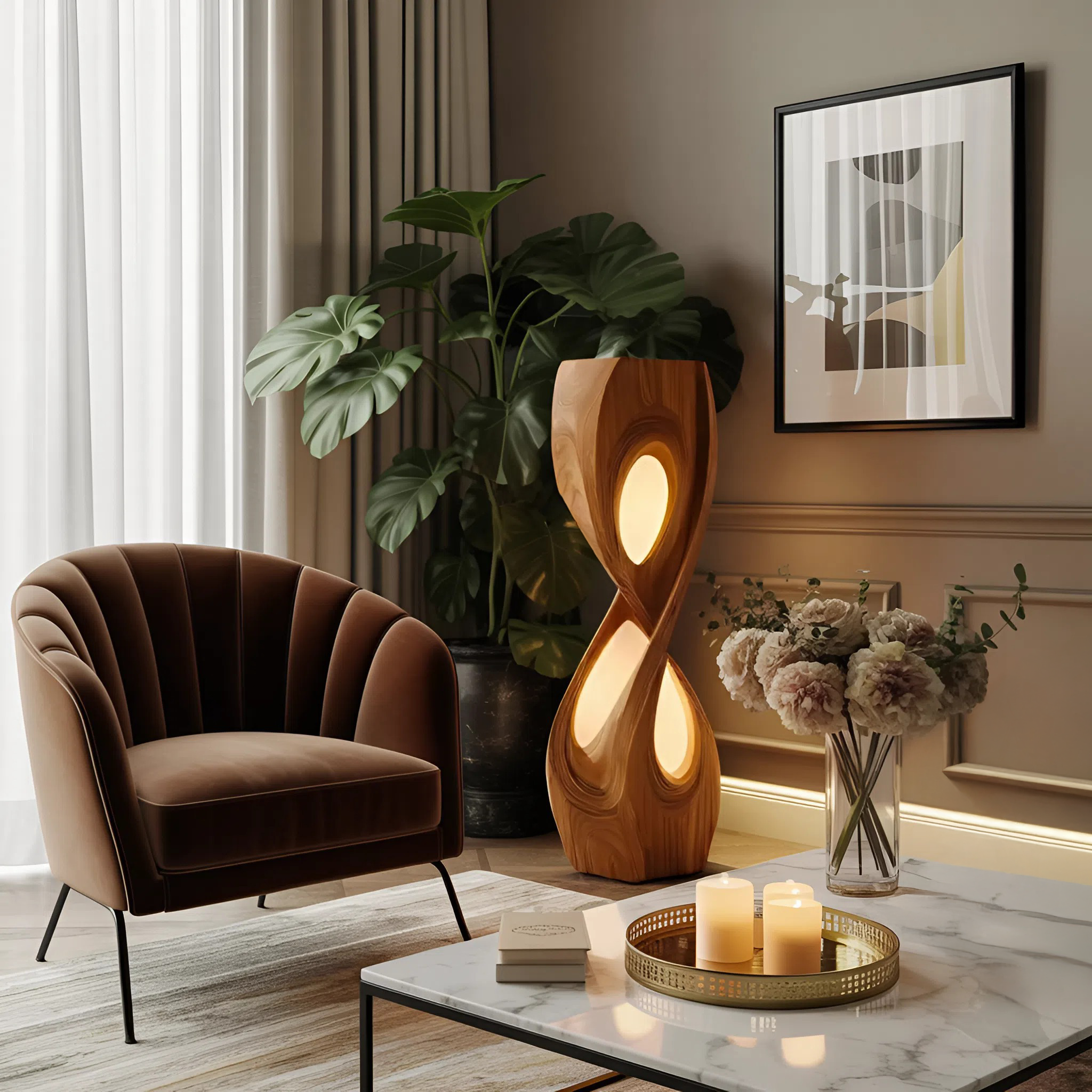 Organic Sculptural Twisted Floor Lamp For Bedroom SITHHNLAM029