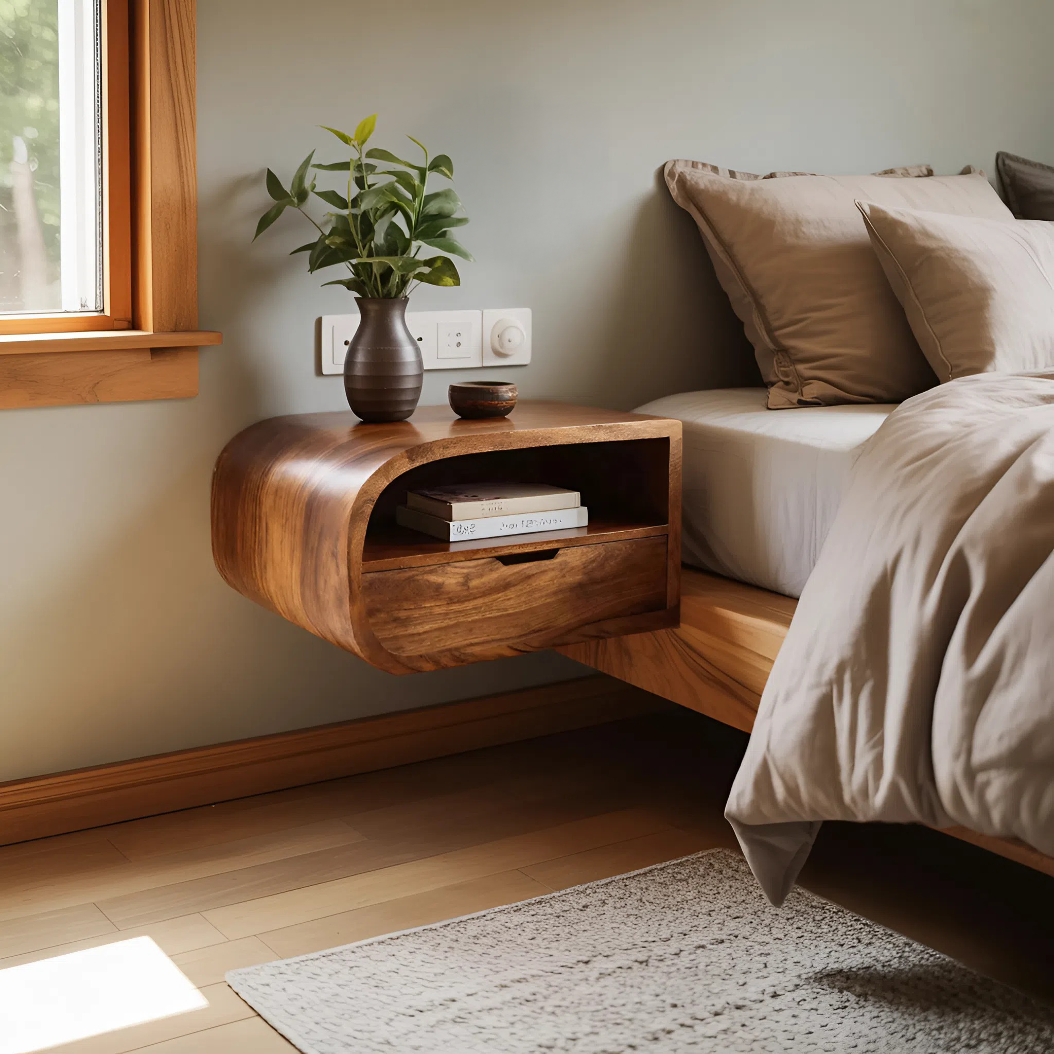 Minimalist Floating Nightstand With Storage For Bedroom RTTHHNNS006