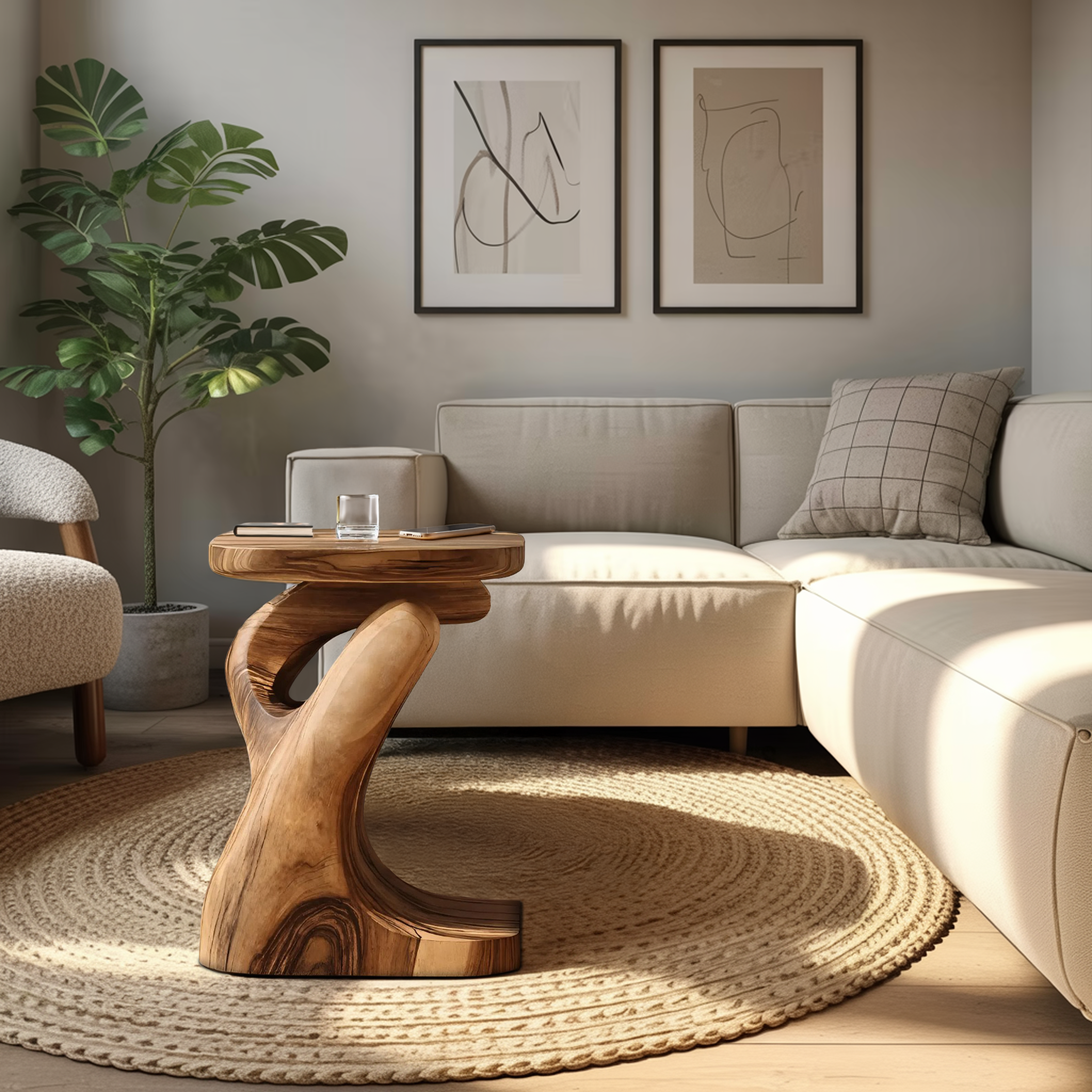 Modern Sculptural Side Table For Living Room Or Bedroom RTTHHNSTA009