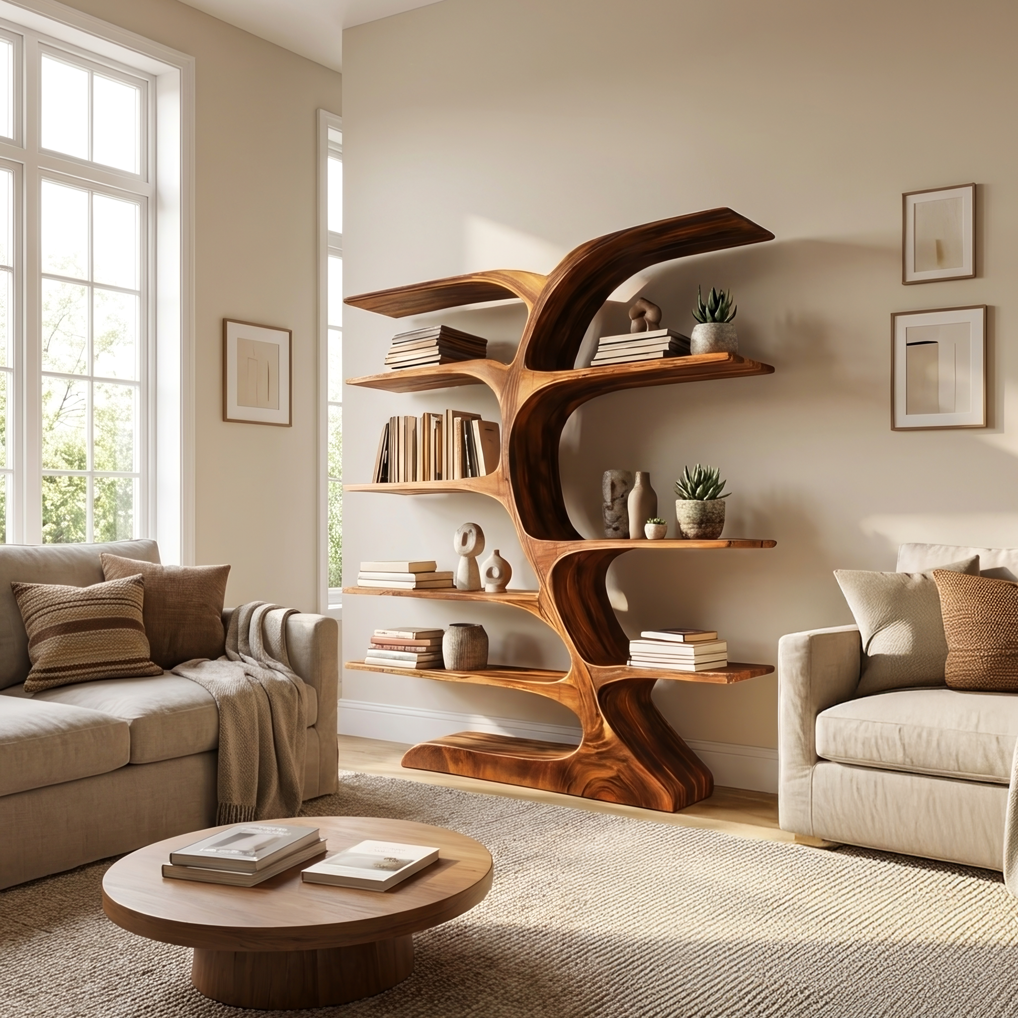 Organic Curved Bookshelf For Open Space RTTHTTBS051