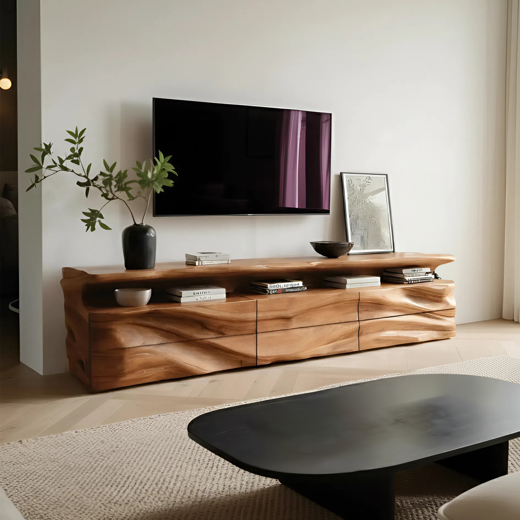 Modern TV Console With Shelf And Drawers For Living Room SITHHNTVC020