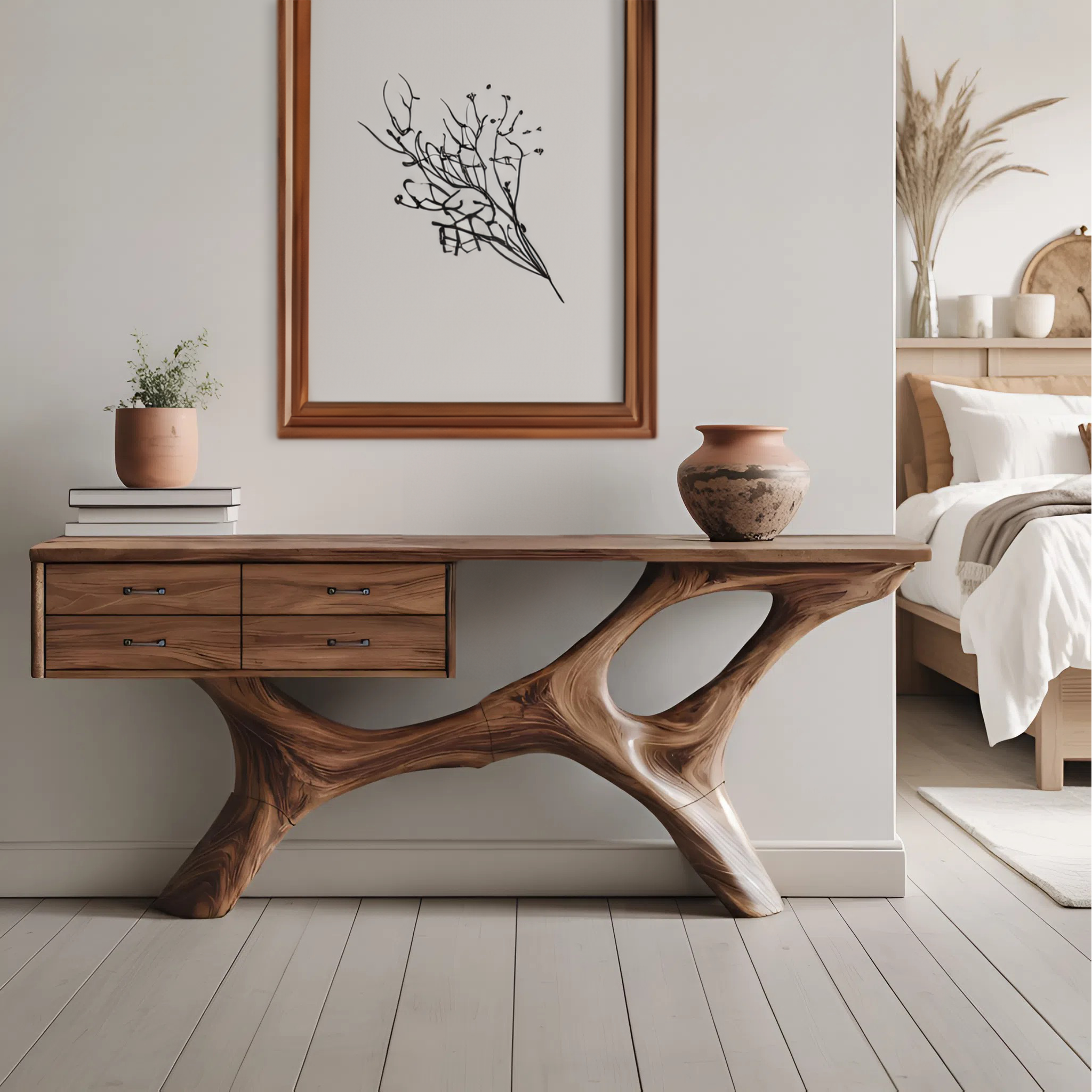 Rustic Live Edge Entryway Table For Bedroom Cozy And Warm Accent SILDTTNCS021