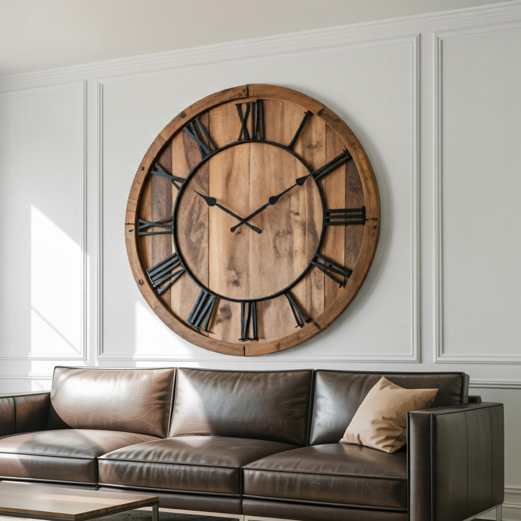 Oversized Rustic Wall Clock With Roman Numerals For Living Room And Entryway SITHTTWAC001