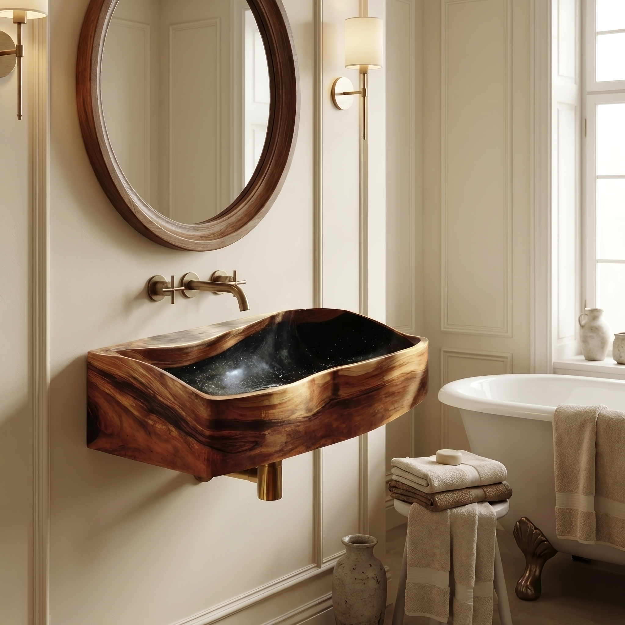 Handcrafted Wooden Vanity Sink For Bathroom Furniture Decor SILDTTNVS055