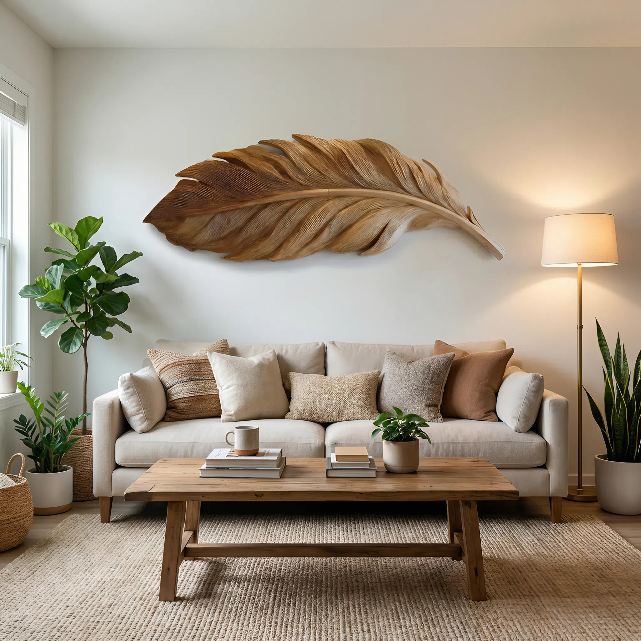 Modern Feather Wall Art For Living Room Decor RTTHHNWA099